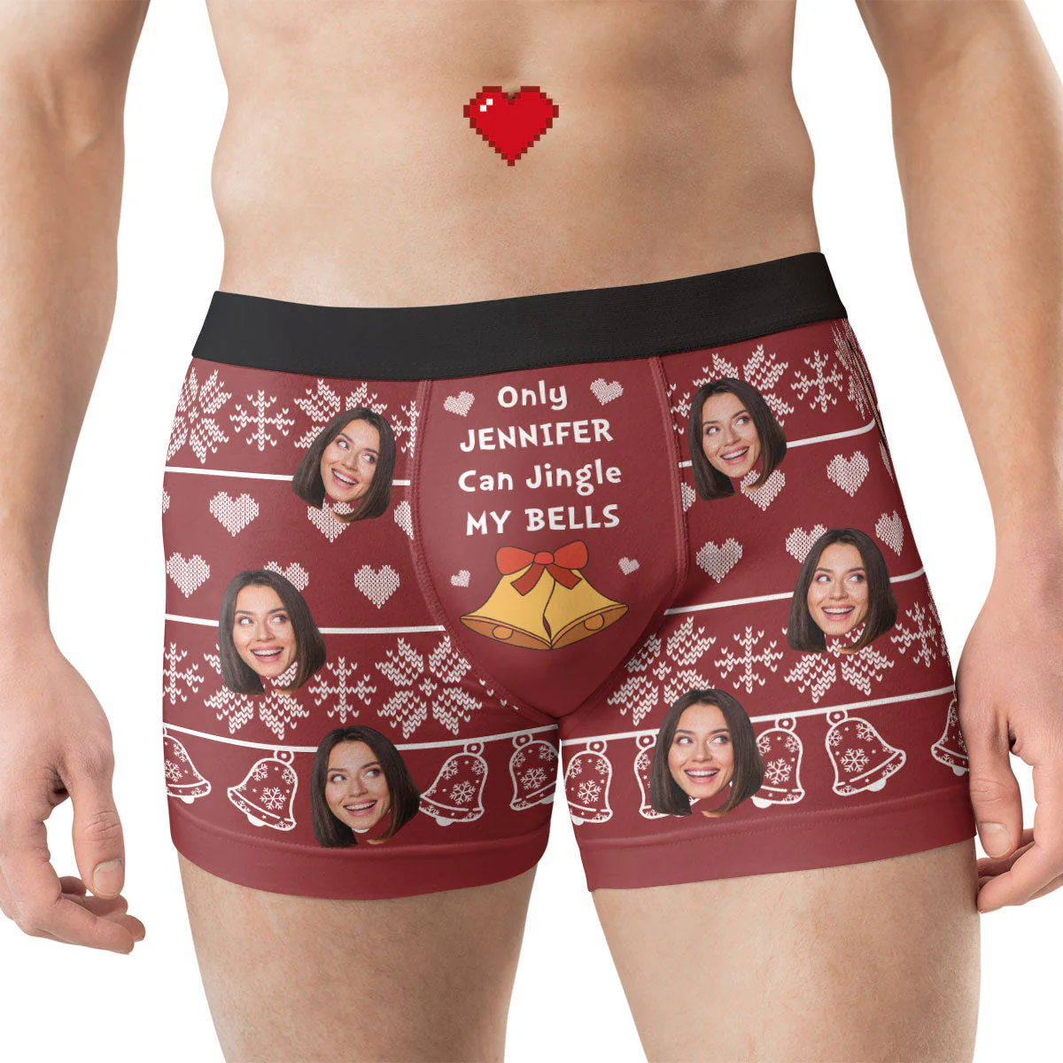 Custom Photo Ugly Christmas Jingle My Bells - Gift For Husband, Boyfriend - Personalized Men's Boxer Briefs NH96 - Image 2