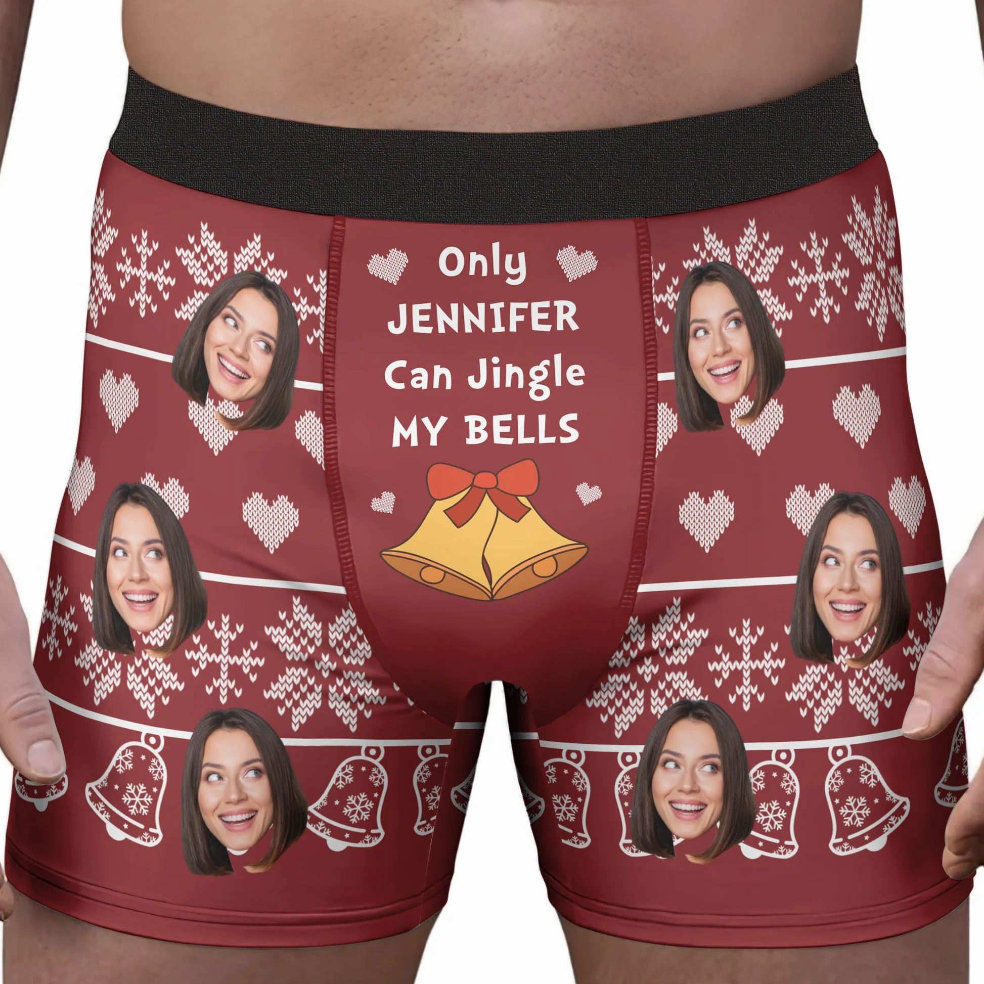 Custom Photo Ugly Christmas Jingle My Bells - Gift For Husband, Boyfriend - Personalized Men's Boxer Briefs NH96 - Image 3