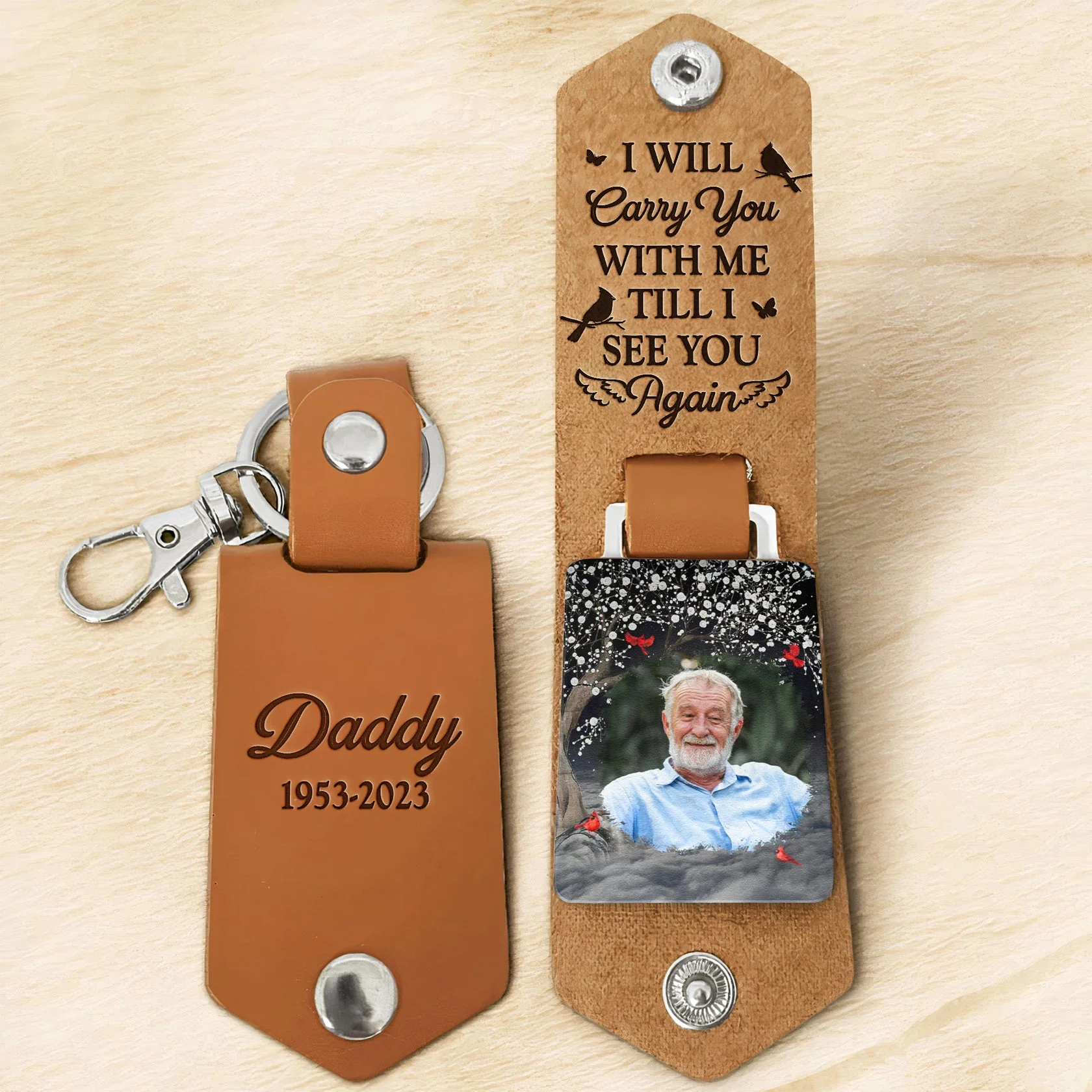 Custom Photo Until I See You Again Memorial - Gift For Family - Personalized Leather Photo Keychain - Image 4
