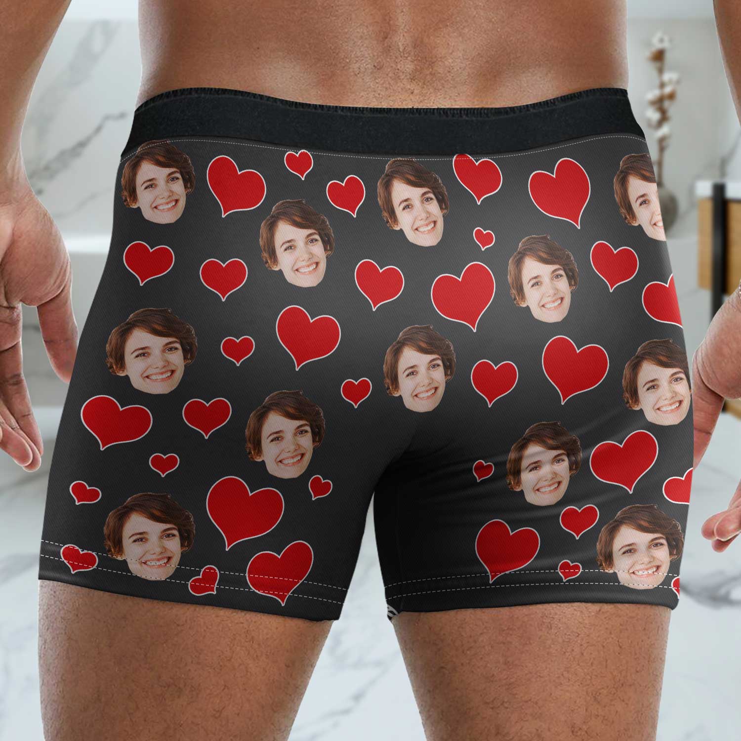 Custom Photo Wife Face Lovely Hug - Gift For Boyfriend, Husband, Anniversary - Funny Personalized Custom Boxer Briefs, Men's Boxers - NH96 - Image 4