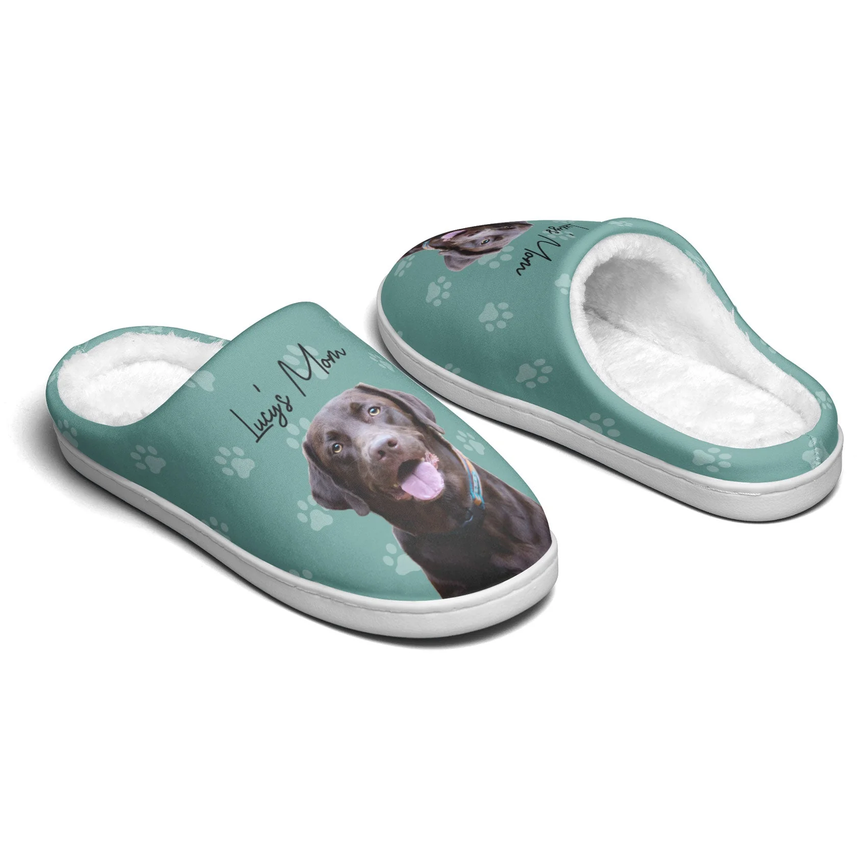 Custom Photo Woof Woof Meow Meow - Personalized Slippers - Gift For Dog Lovers, Cat Lovers, Pet Owners NA94 - Image 2