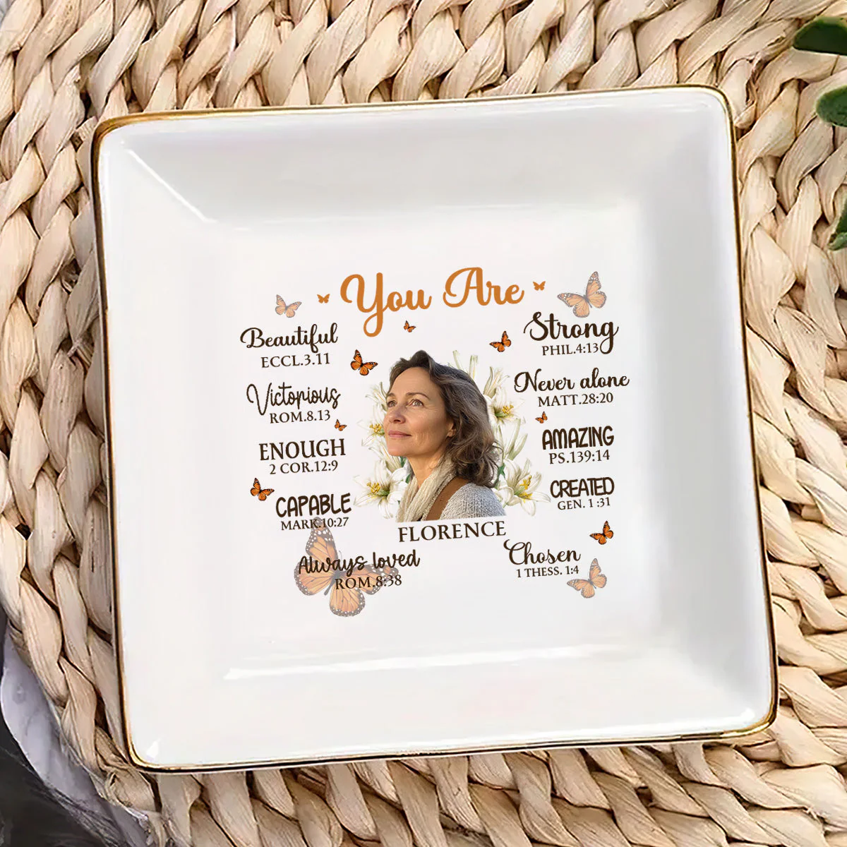 Custom Photo You Are Beautiful Victorious Affirmation - Personalized Jewelry Dish - Gift For Mom, Girlfriend, Wife, Bestie, Sister - NH96 - Image 3
