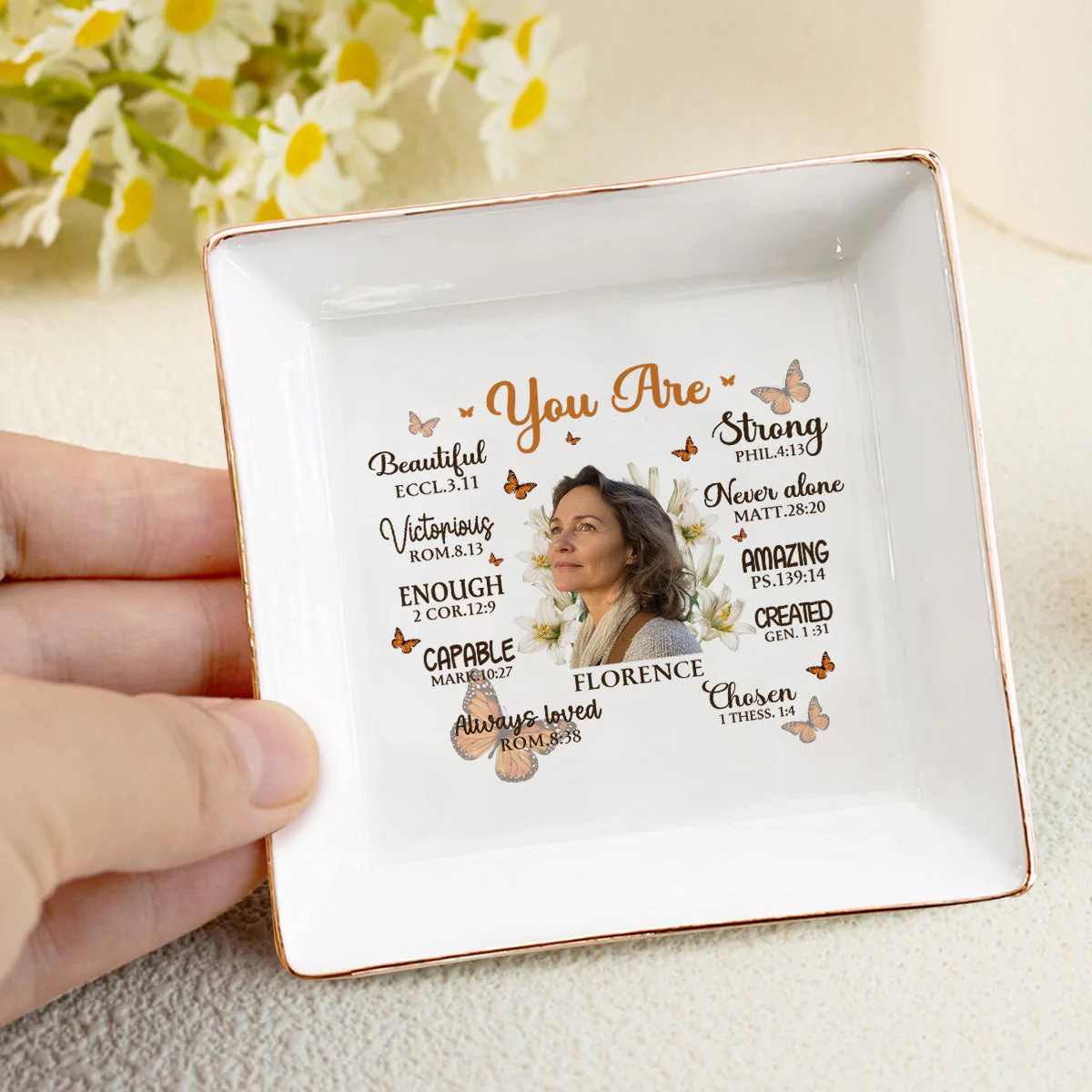 Custom Photo You Are Beautiful Victorious Affirmation - Personalized Jewelry Dish - Gift For Mom, Girlfriend, Wife, Bestie, Sister - NH96 - Image 4