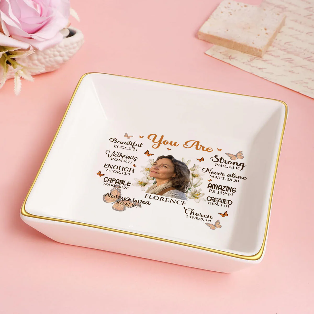 Custom Photo You Are Beautiful Victorious Affirmation - Personalized Jewelry Dish - Gift For Mom, Girlfriend, Wife, Bestie, Sister - NH96 - Image 5
