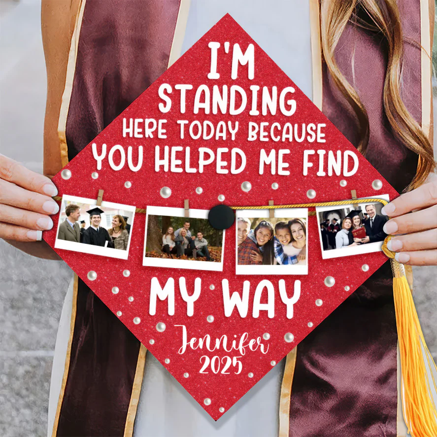 Custom Photo You Helped Me Find My Way  - Personalized Graduation Cap Topper | NA94 - Image 3