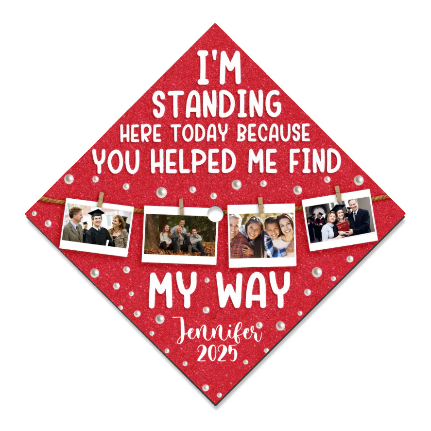 Custom Photo You Helped Me Find My Way  - Personalized Graduation Cap Topper | NA94 - Image 6
