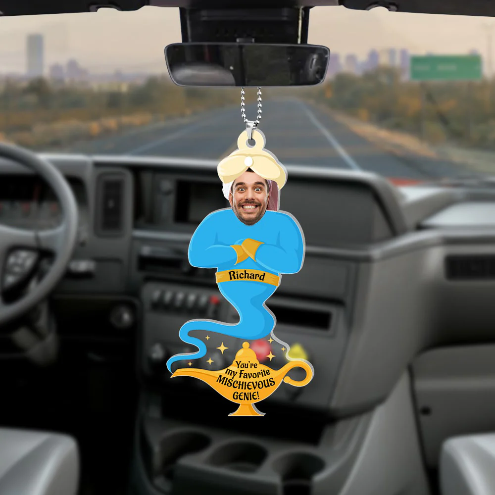 Custom Photo You'e My Favorite Mischievous Genie - Funny Gift For Boy Friend, Couples - Personalized Car Hanging Ornament - NA94 - Image 2