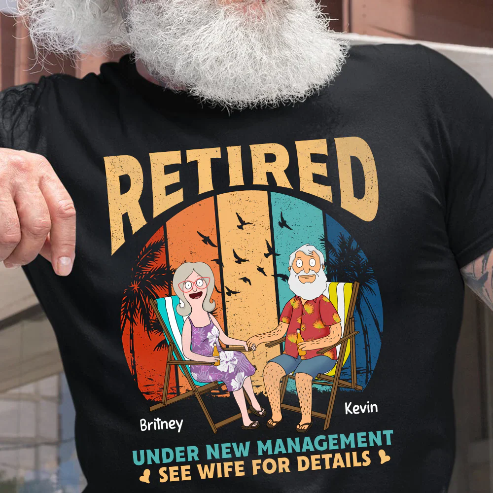 Custom Retired Couple Burger - Personalized T Shirt - Funny Retirement Gift for Him & Her | CL55 PT