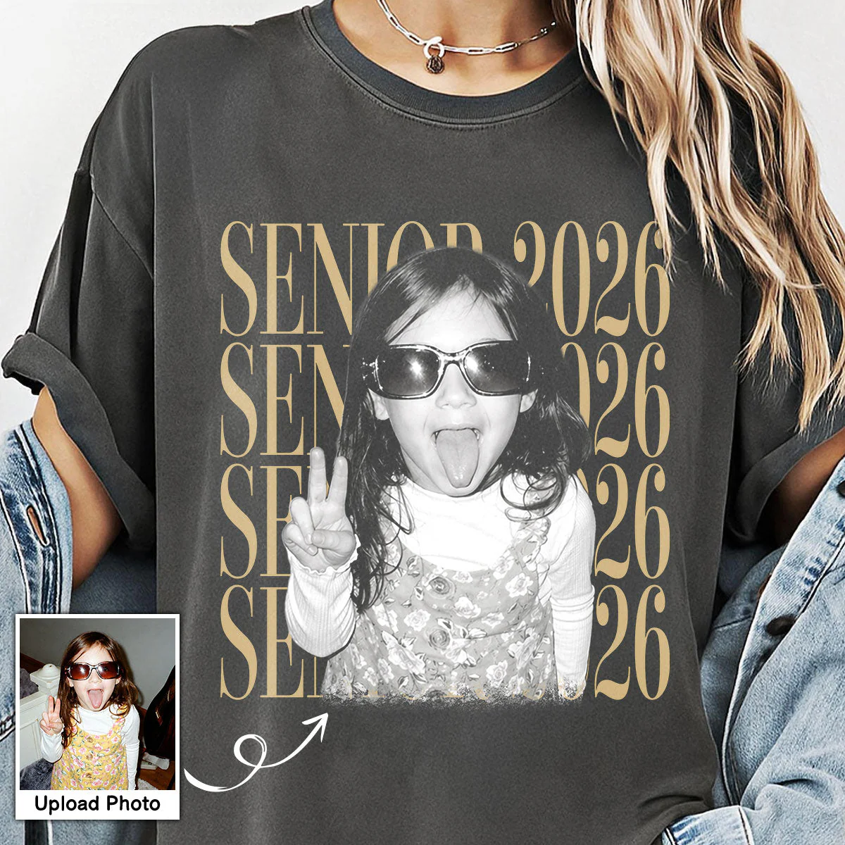 Custom Retro Vintage Photo And Year Senior - Personalized Shirt - Gift For Dad, Family Of Graduate