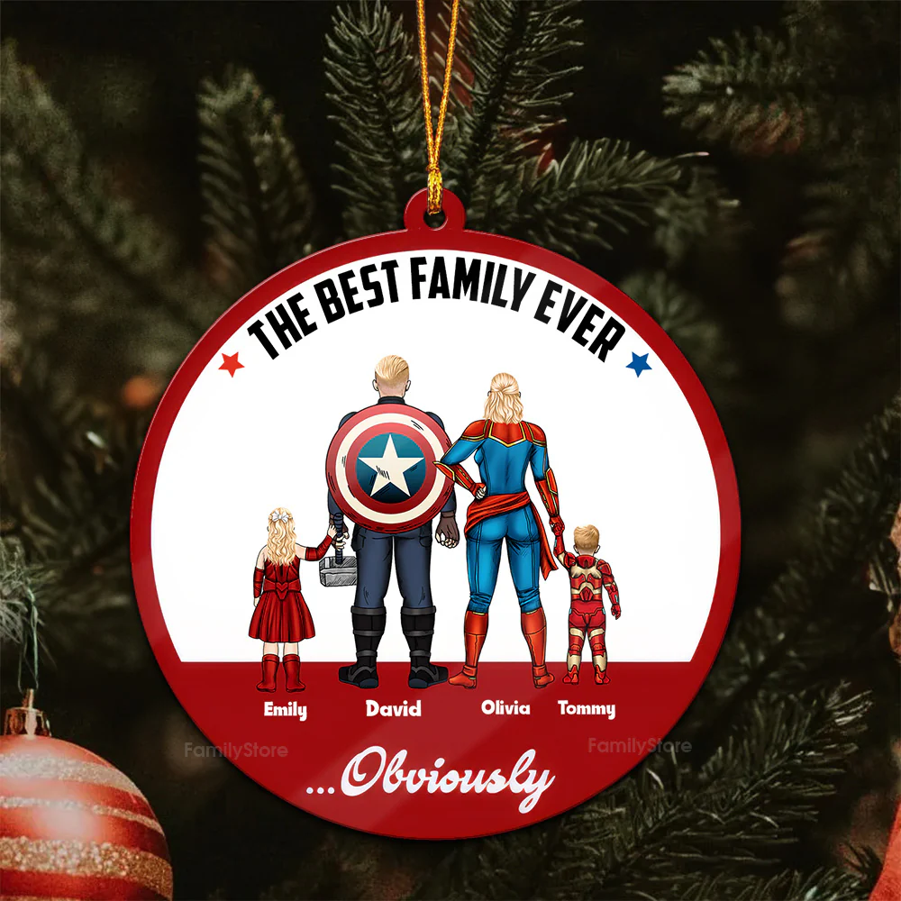 Custom Title The Super Hero Family - Gift For Family - Personalized Wood Ornament - CL02 NA94 - Image 5