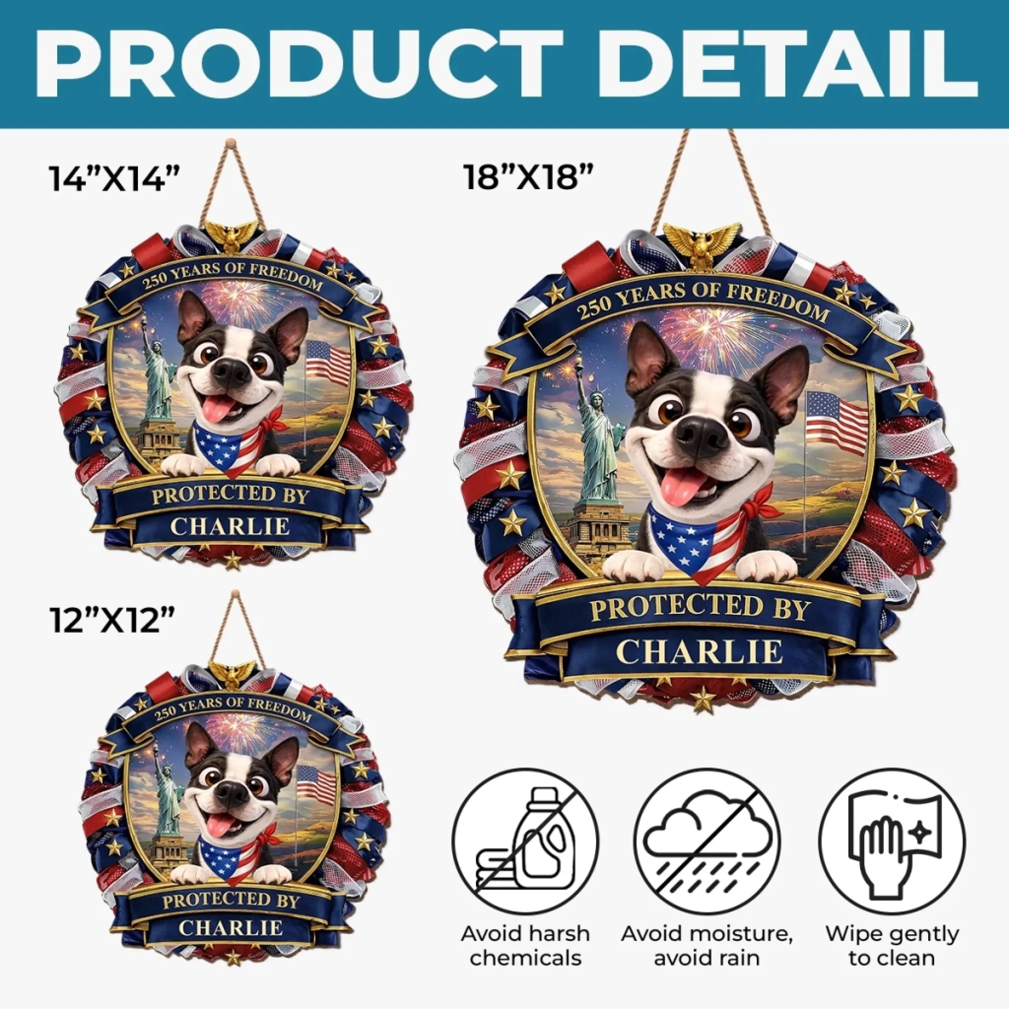 Custom Wood Sign - Personalized America 250th Anniversary Gifts For Dog Lovers, Dog Dad And Mom - Spoiled Dogs Live Here Always - Image 7