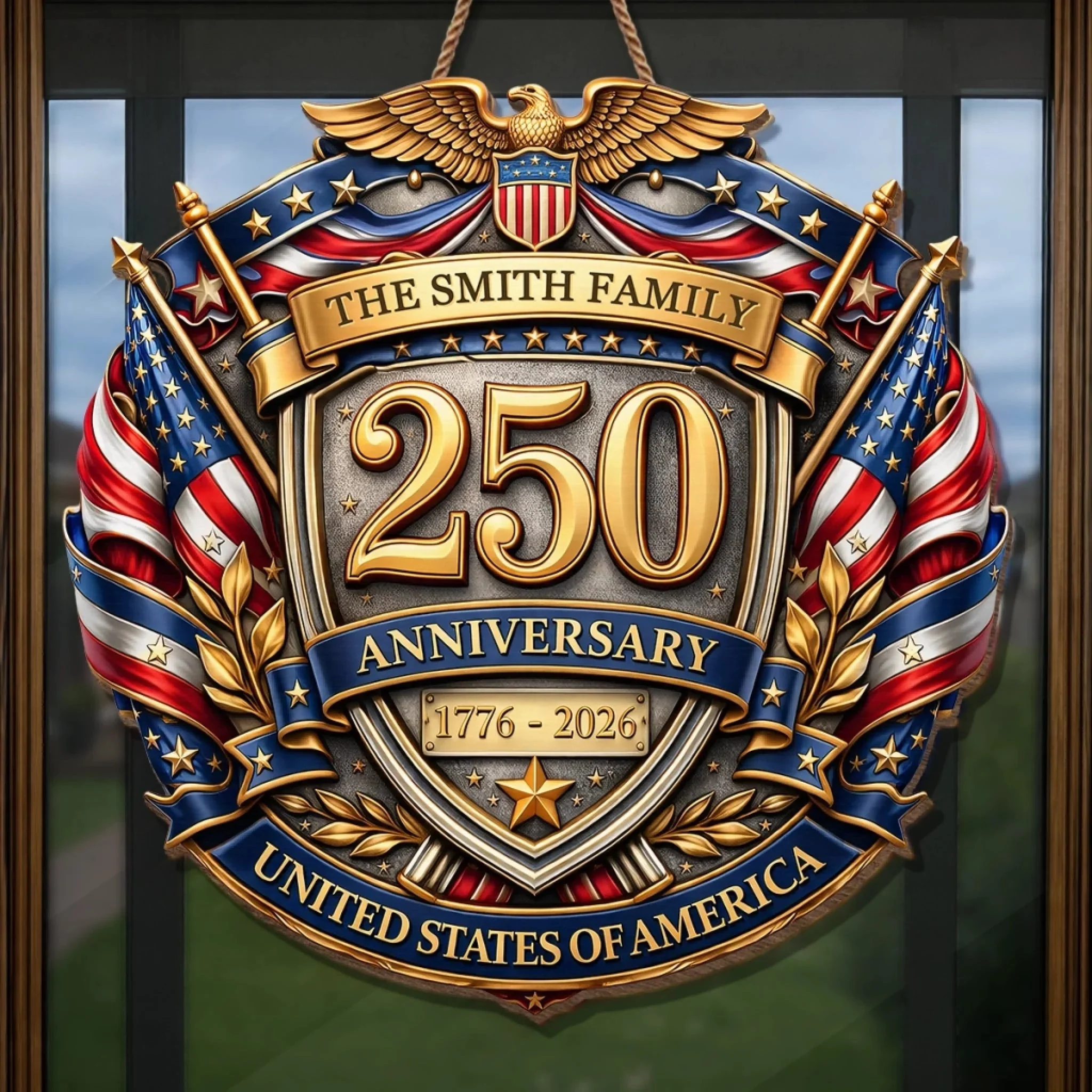 Custom Wood Sign - Personalized America 250th Anniversary Gifts For Mom, Dad, Brother, Sister, Kids - Courage Built Our Legacy - Image 4