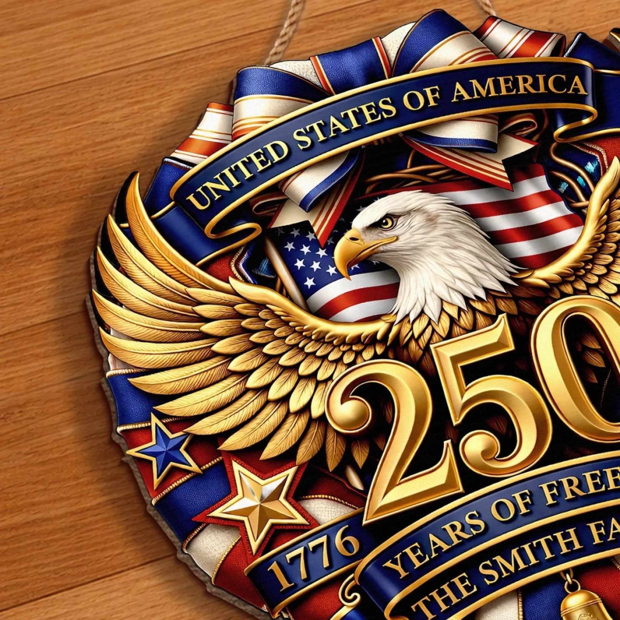 Custom Wood Sign - Personalized America 250th Anniversary Gifts For Mom, Dad, Brother, Sister, Kids - Family And The American Dream - Image 5