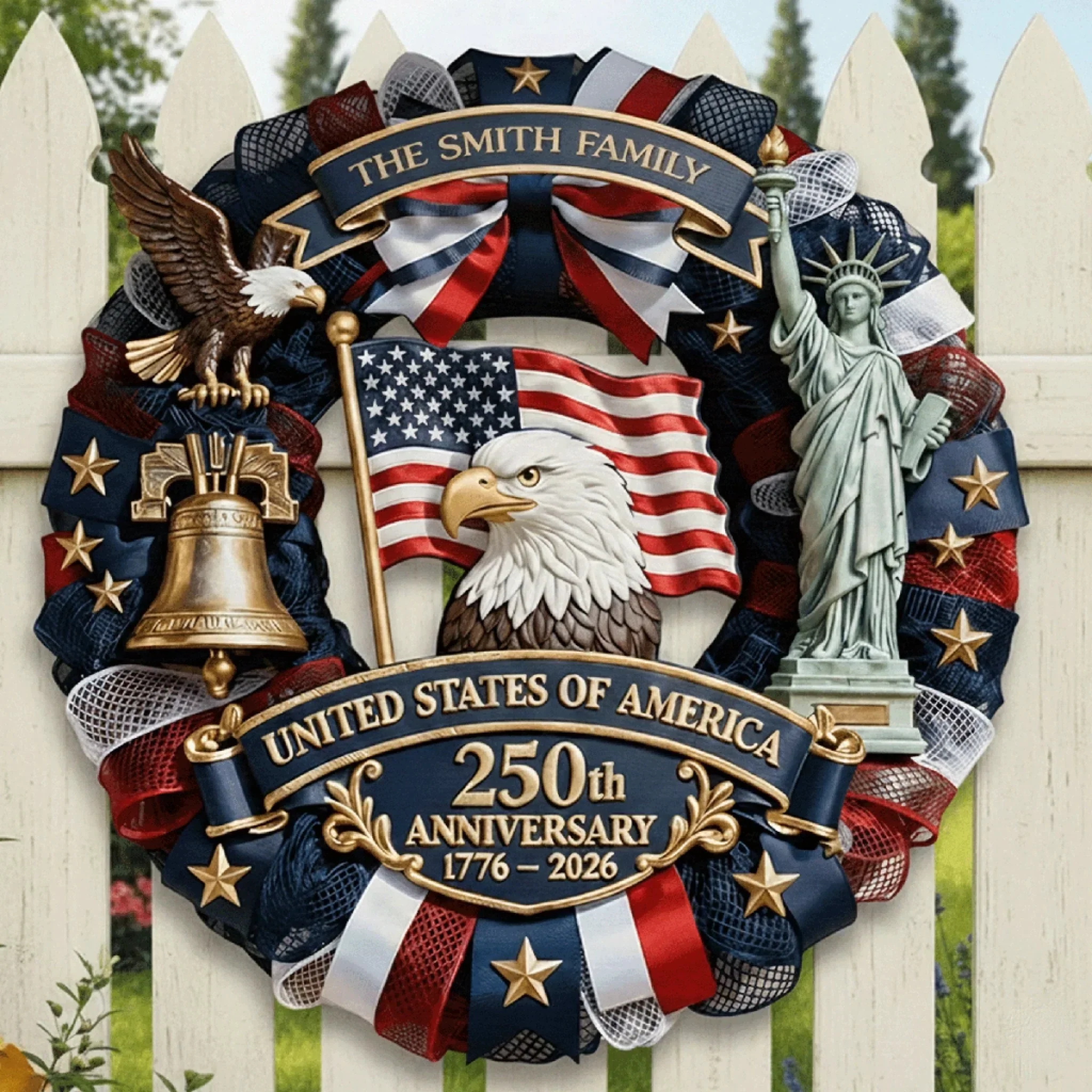 Custom Wood Sign - Personalized America 250th Anniversary Gifts For Mom, Dad, Brother, Sister, Kids - Family Forever United - Image 6