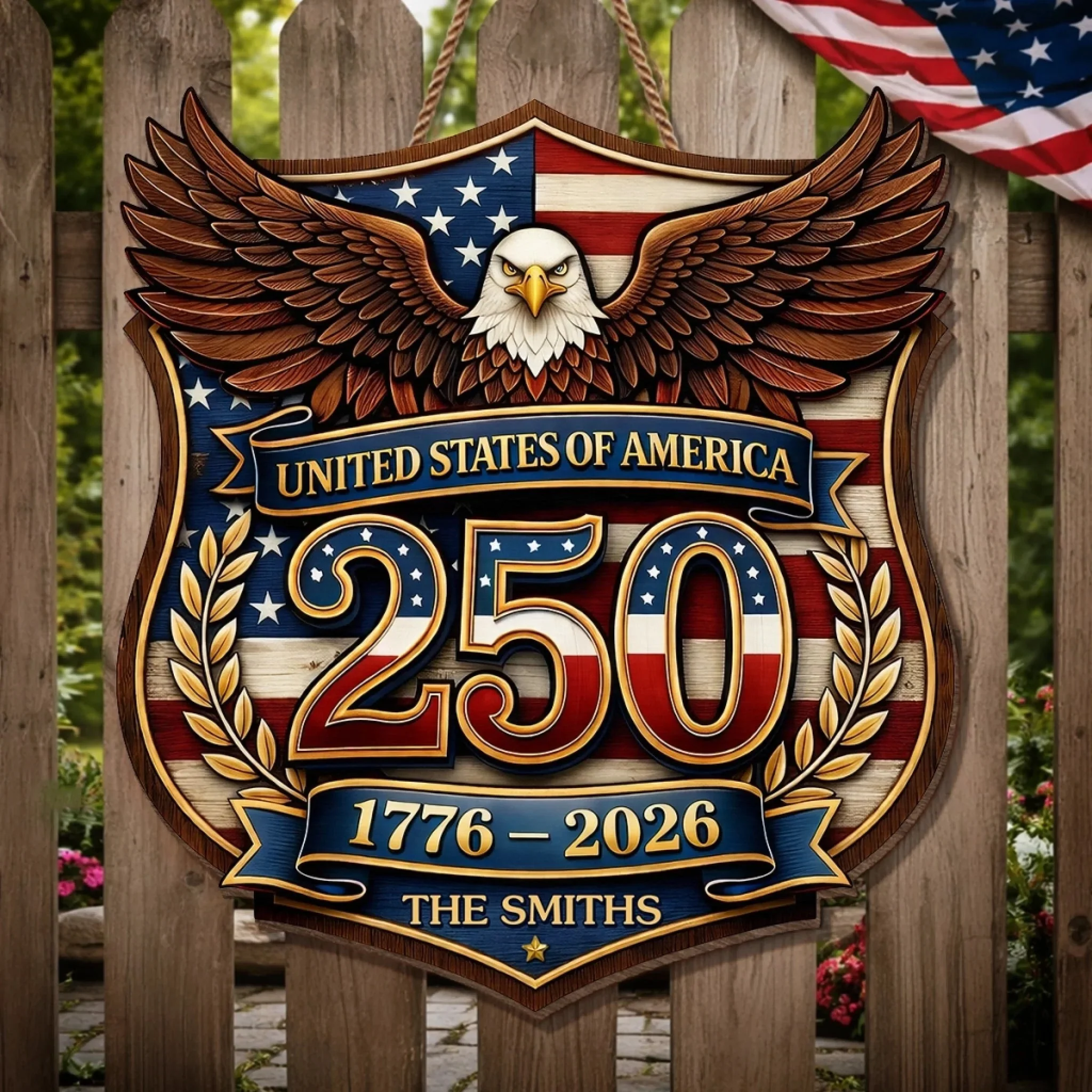 Custom Wood Sign - Personalized America 250th Anniversary Gifts For Mom, Dad, Brother, Sister, Kids - Family Holds Us Together - Image 3