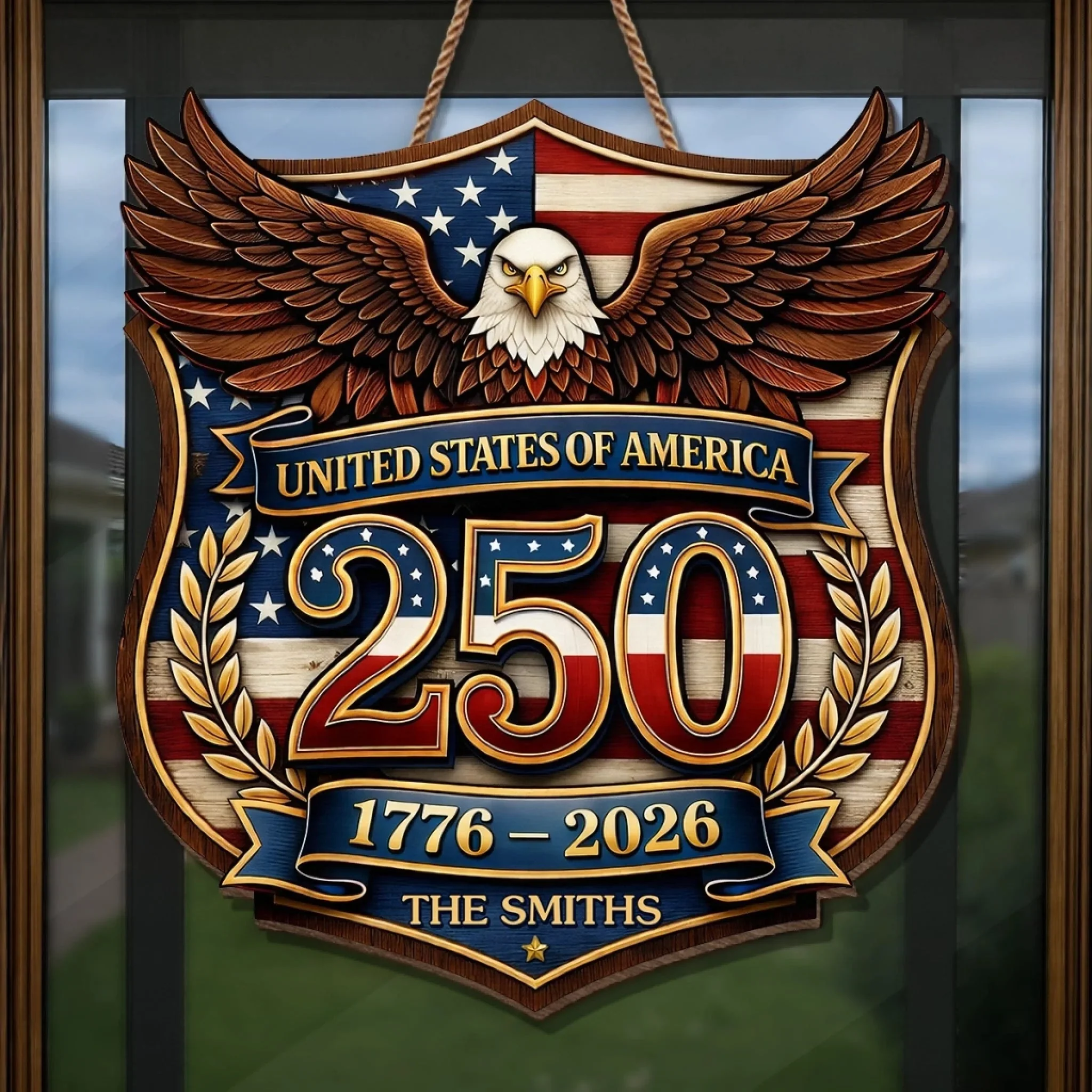 Custom Wood Sign - Personalized America 250th Anniversary Gifts For Mom, Dad, Brother, Sister, Kids - Family Holds Us Together - Image 4