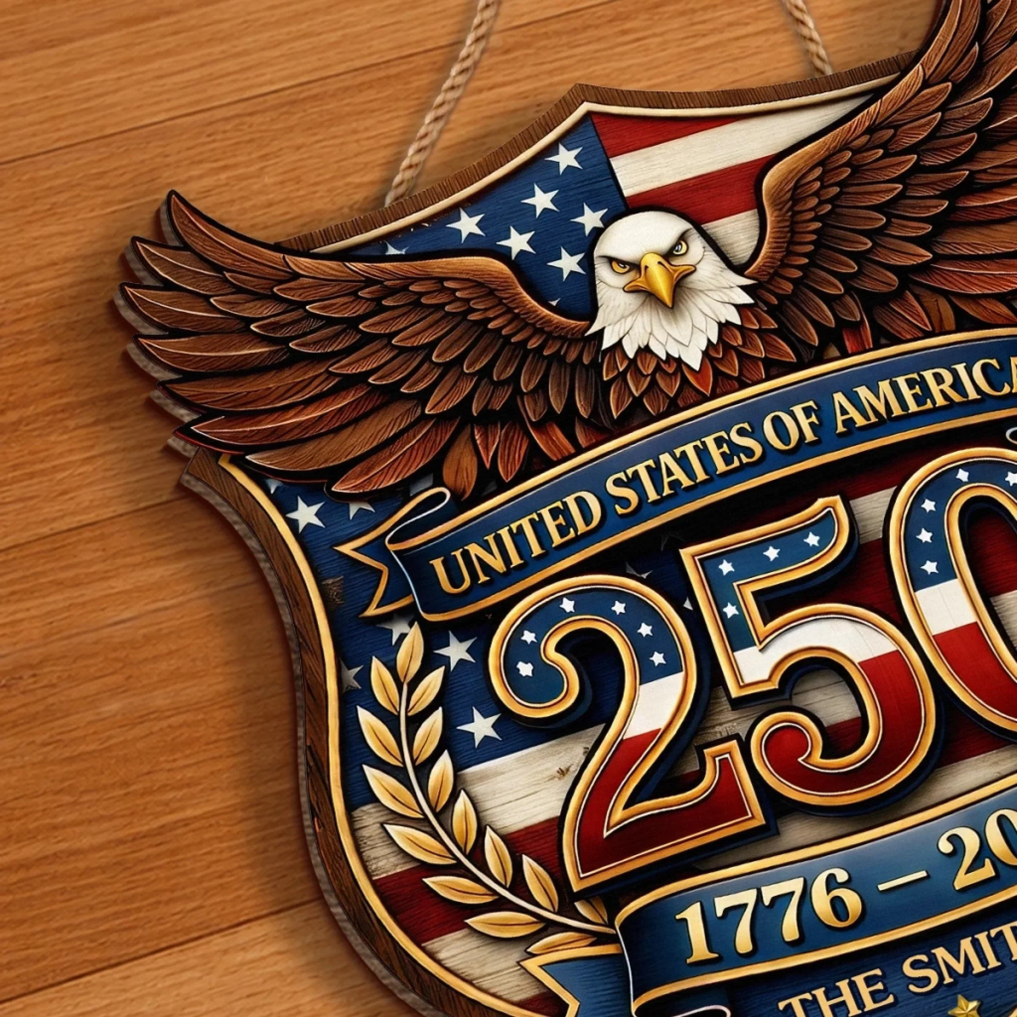 Custom Wood Sign - Personalized America 250th Anniversary Gifts For Mom, Dad, Brother, Sister, Kids - Family Holds Us Together - Image 5