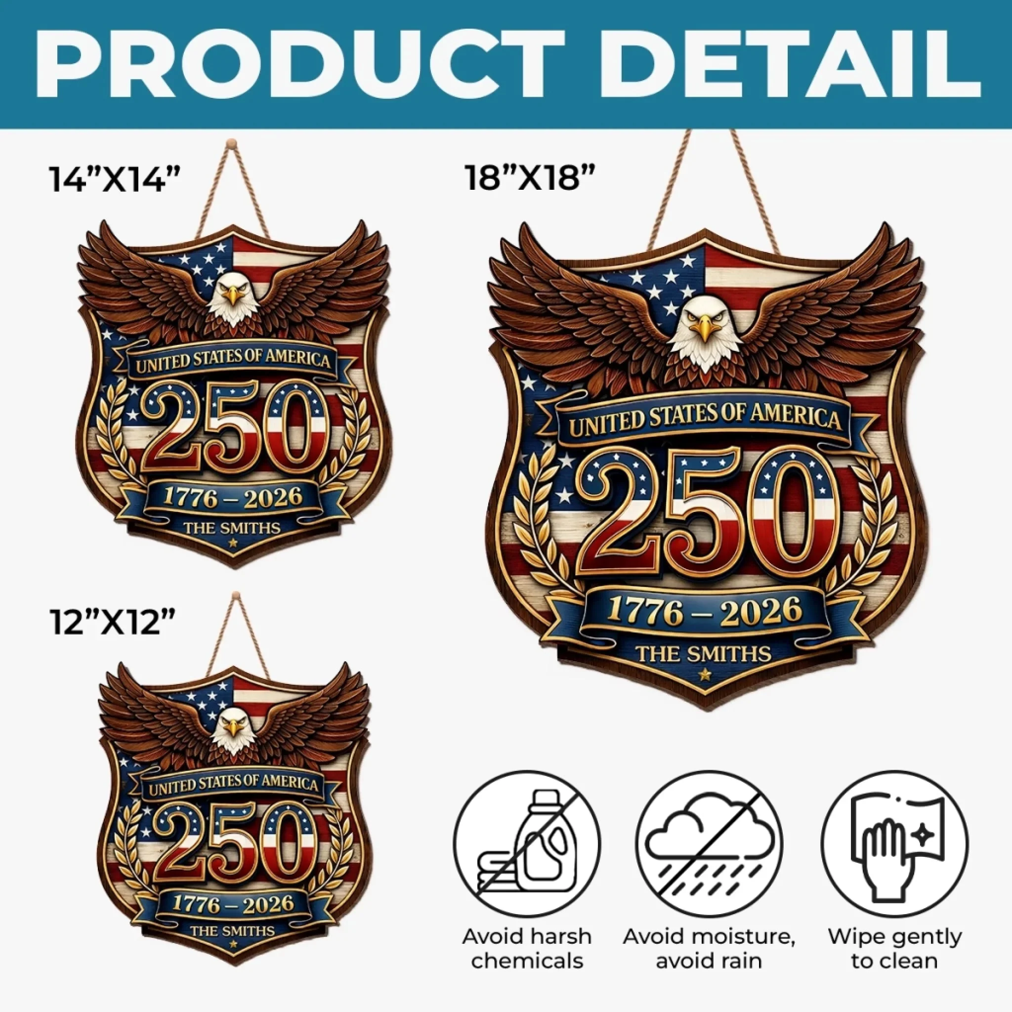 Custom Wood Sign - Personalized America 250th Anniversary Gifts For Mom, Dad, Brother, Sister, Kids - Family Holds Us Together - Image 6