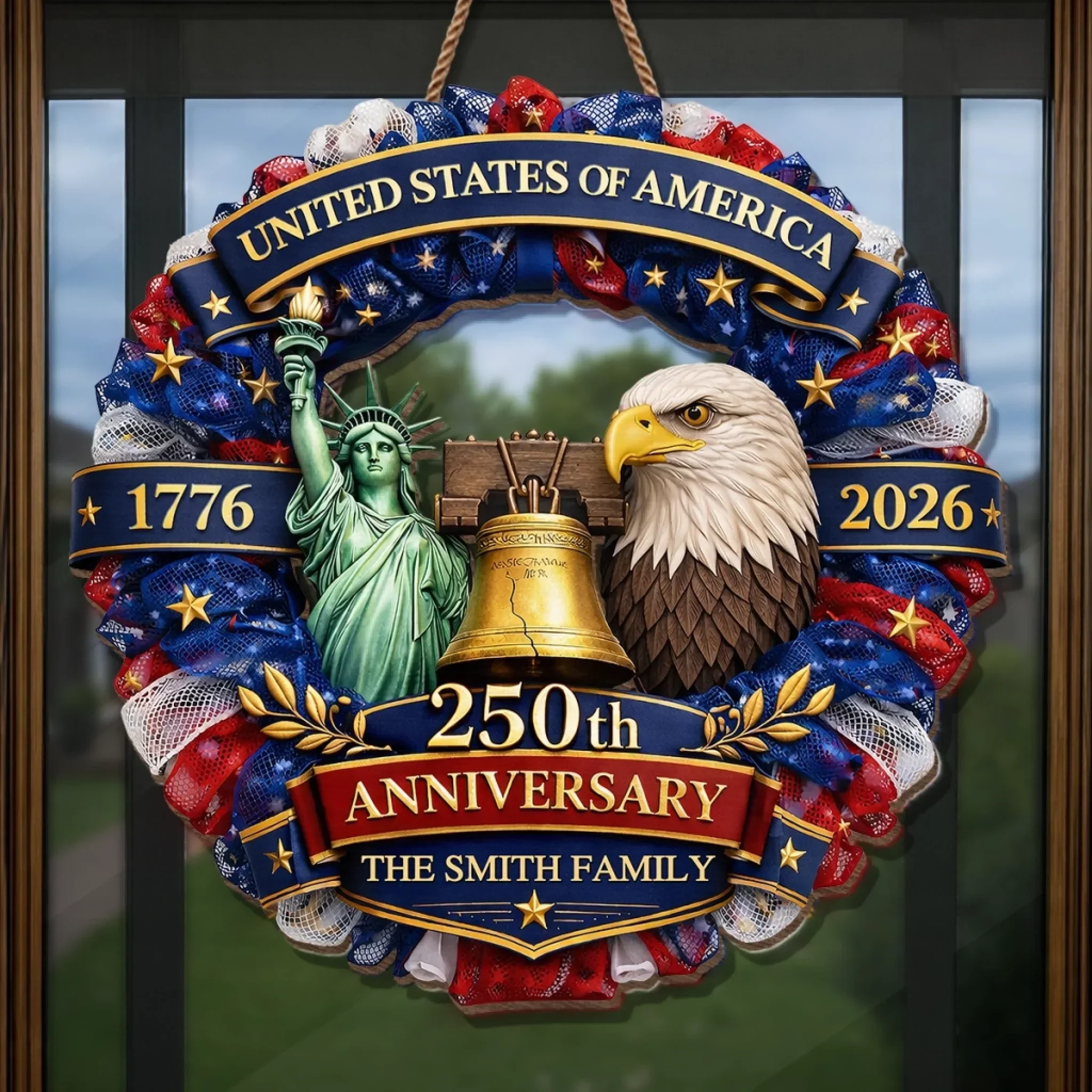 Custom Wood Sign - Personalized America 250th Anniversary Gifts For Mom, Dad, Brother, Sister, Kids - Freedom In Every Heart - Image 4