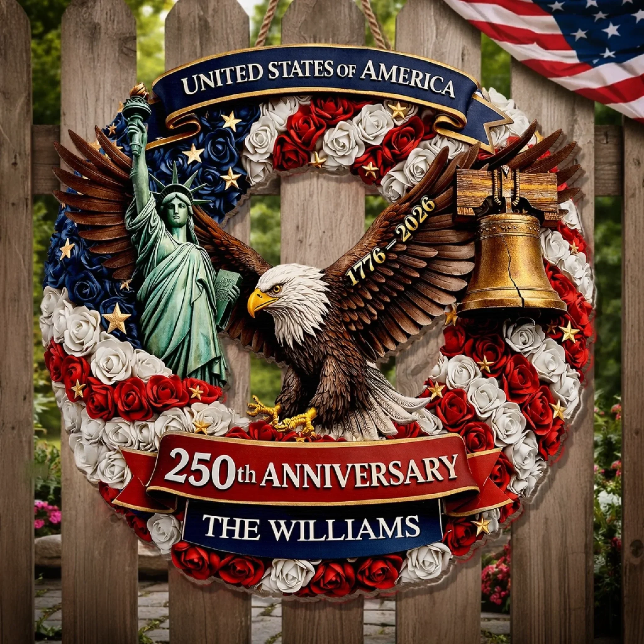 Custom Wood Sign - Personalized America 250th Anniversary Gifts For Mom, Dad, Brother, Sister, Kids - Freedom Lives In Us - Image 3