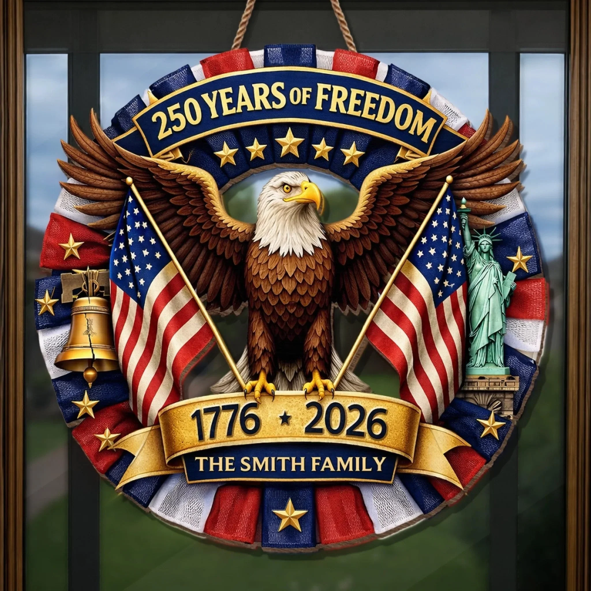 Custom Wood Sign - Personalized America 250th Anniversary Gifts For Mom, Dad, Brother, Sister, Kids - Let Freedom Shine Bright - Image 4