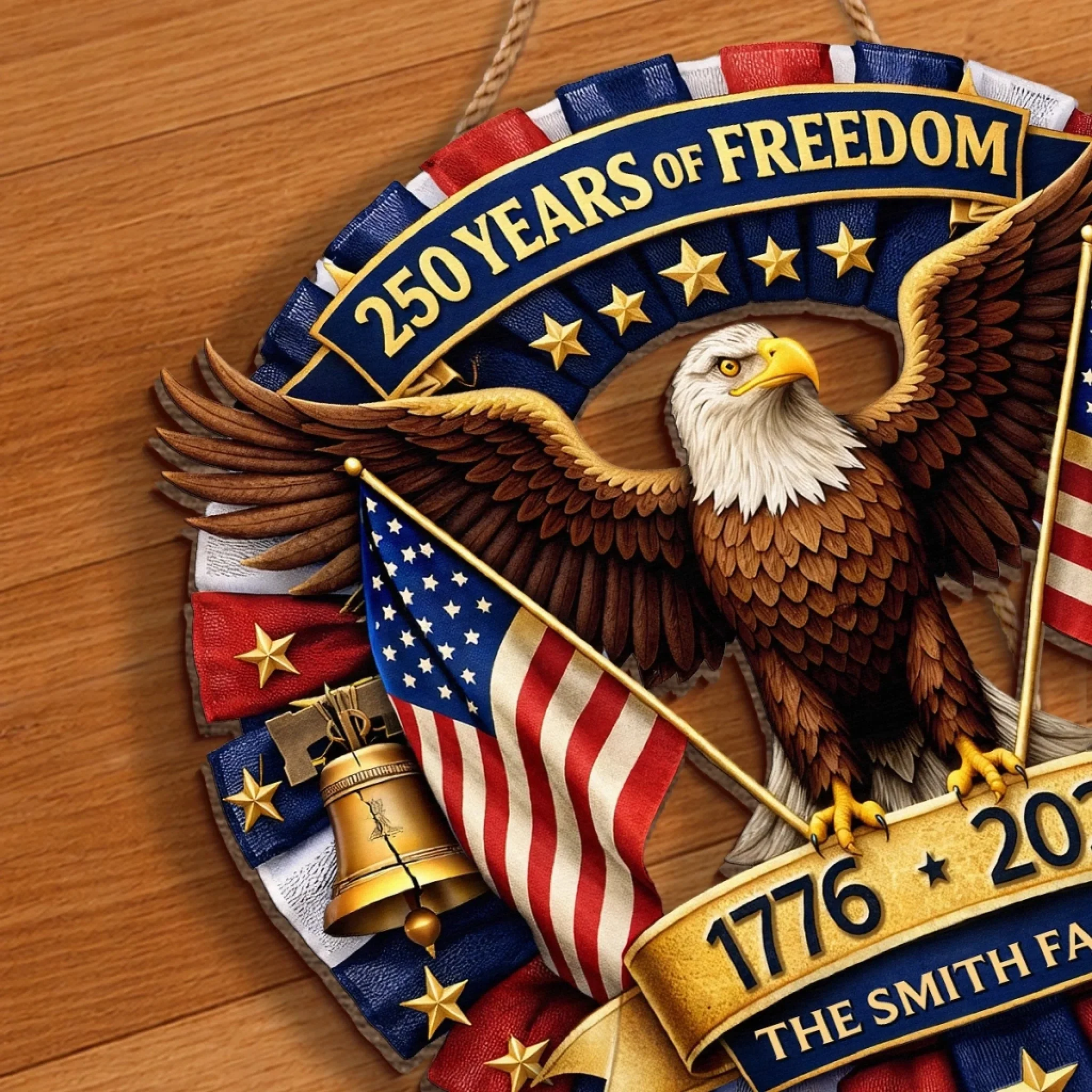 Custom Wood Sign - Personalized America 250th Anniversary Gifts For Mom, Dad, Brother, Sister, Kids - Let Freedom Shine Bright - Image 5