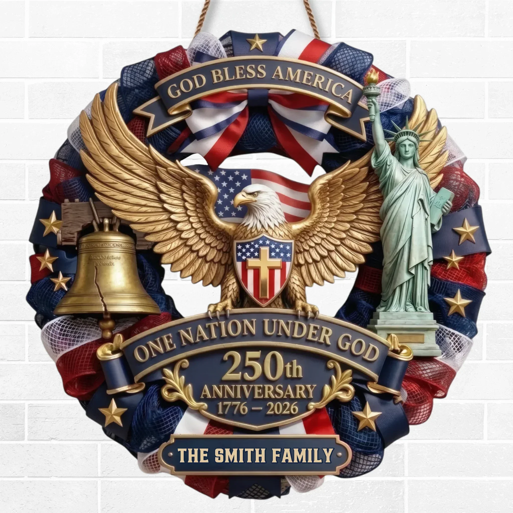 Custom Wood Sign - Personalized America 250th Anniversary Gifts For Mom, Dad, Brother, Sister, Kids - Liberty Never Goes Out Of Style - Image 2