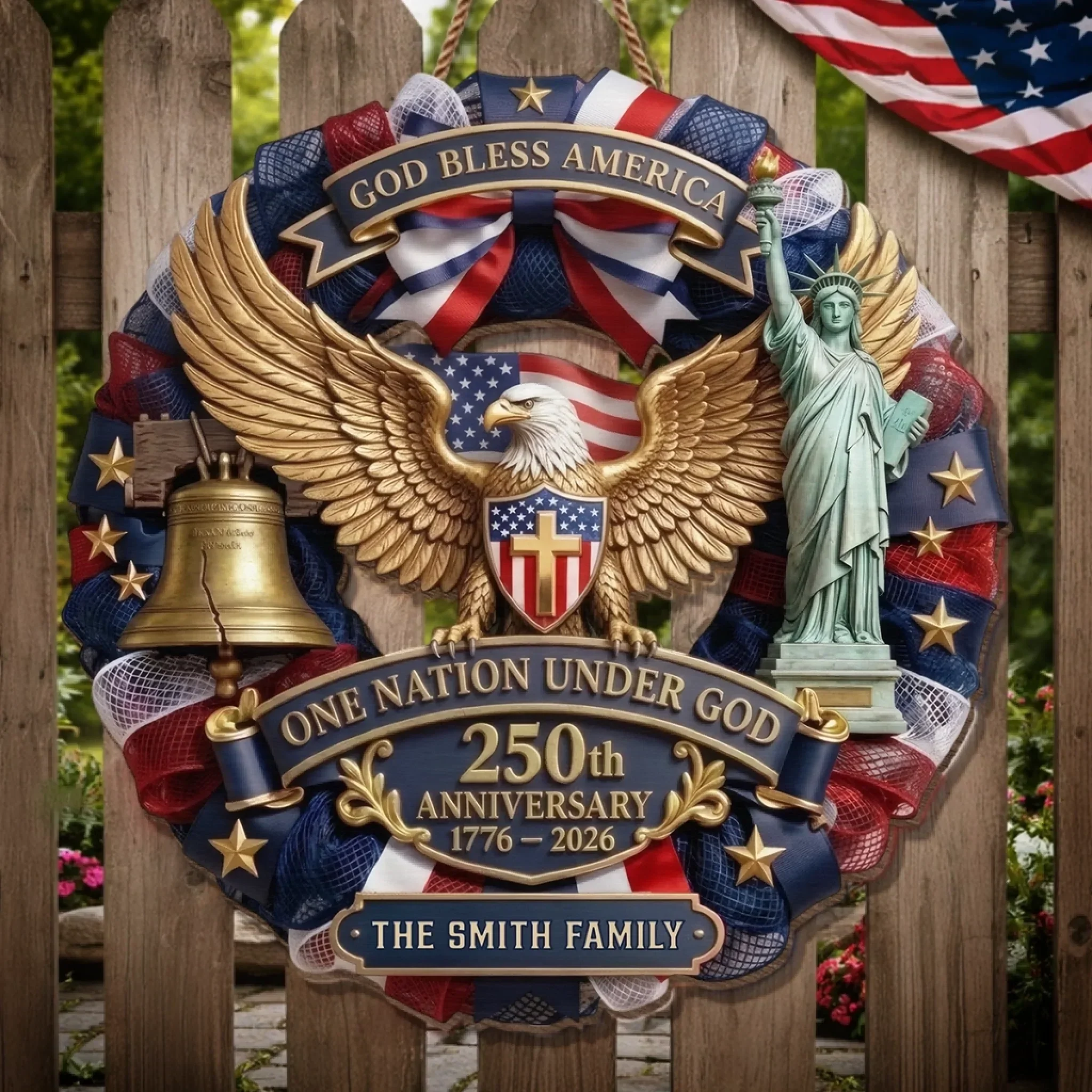 Custom Wood Sign - Personalized America 250th Anniversary Gifts For Mom, Dad, Brother, Sister, Kids - Liberty Never Goes Out Of Style - Image 3