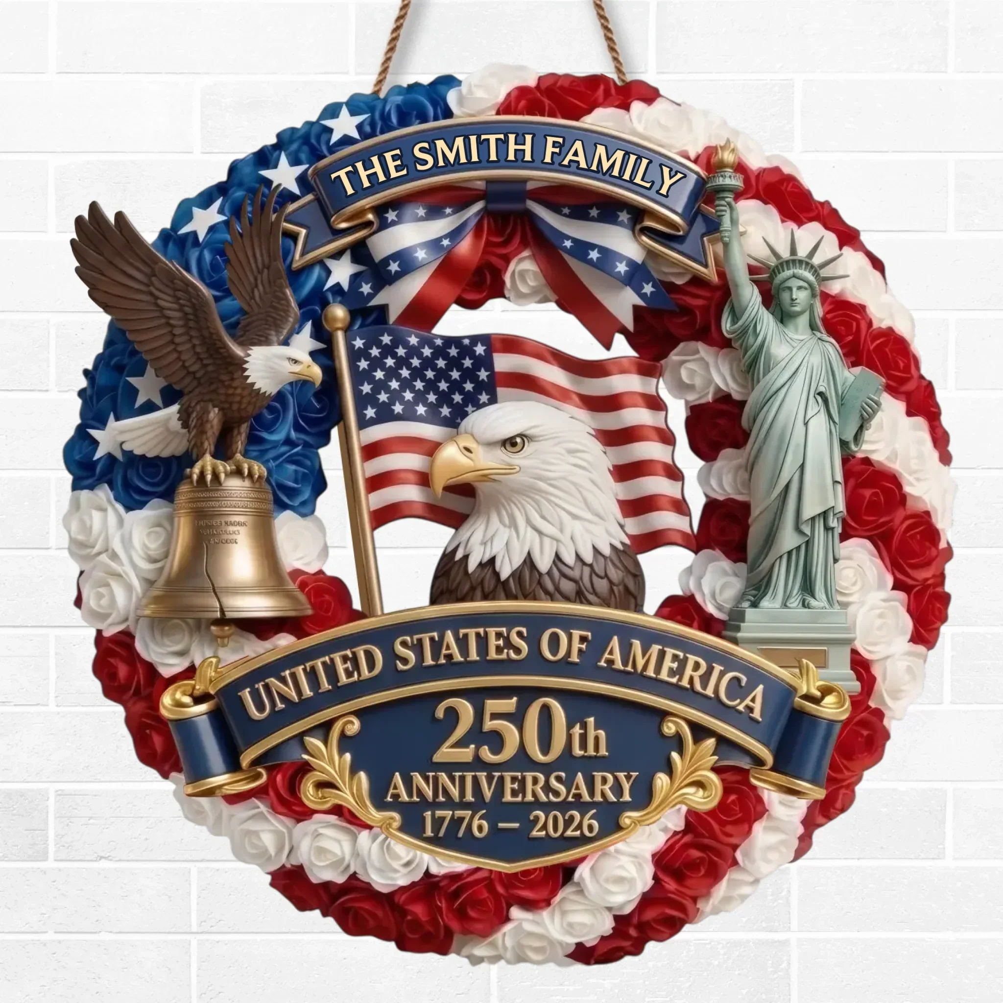 Custom Wood Sign - Personalized America 250th Anniversary Gifts For Mom, Dad, Brother, Sister, Kids - Proud American Family - Image 2