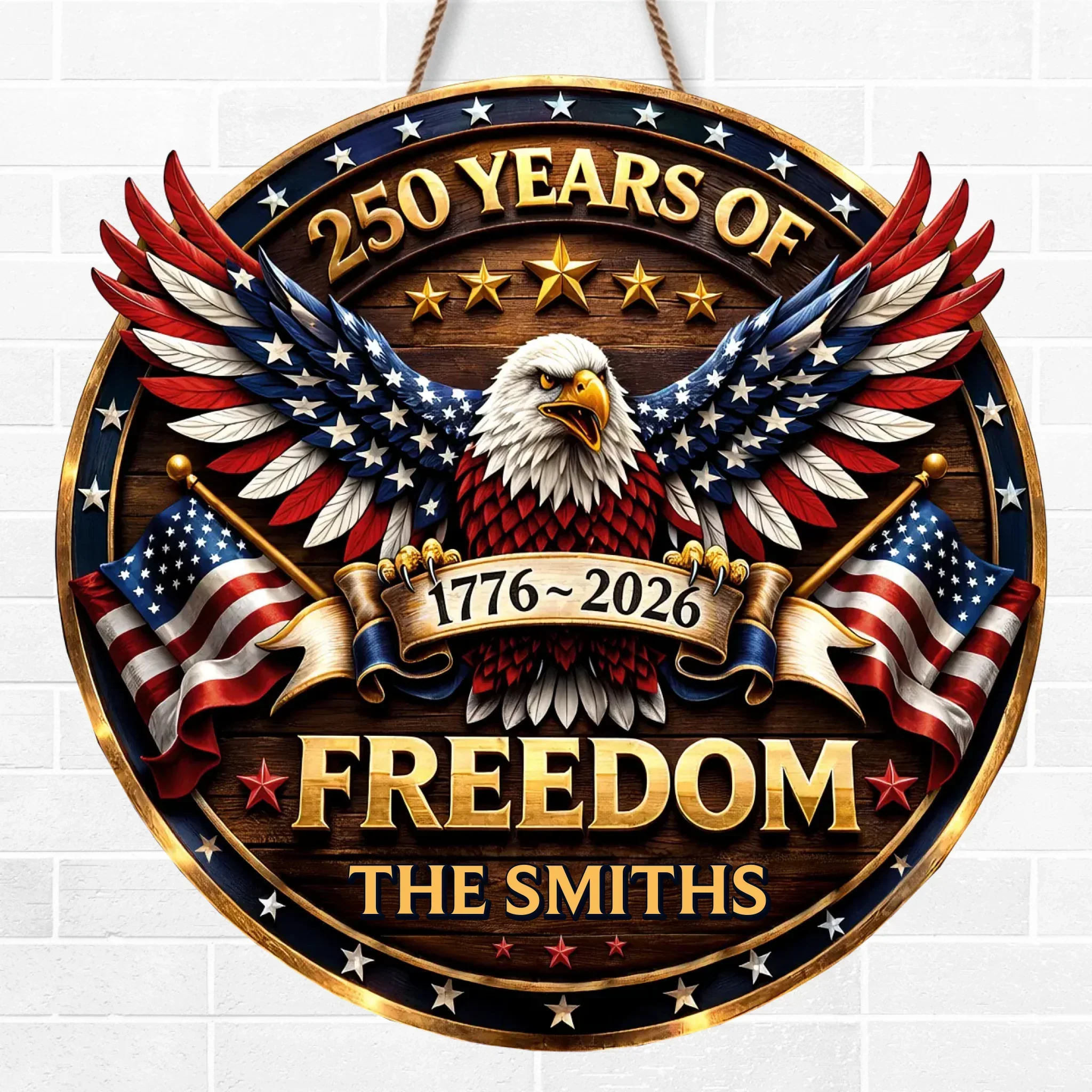 Custom Wood Sign - Personalized America 250th Anniversary Gifts For Mom, Dad, Brother, Sister, Kids - Proud Of Our Shared Story - Image 2
