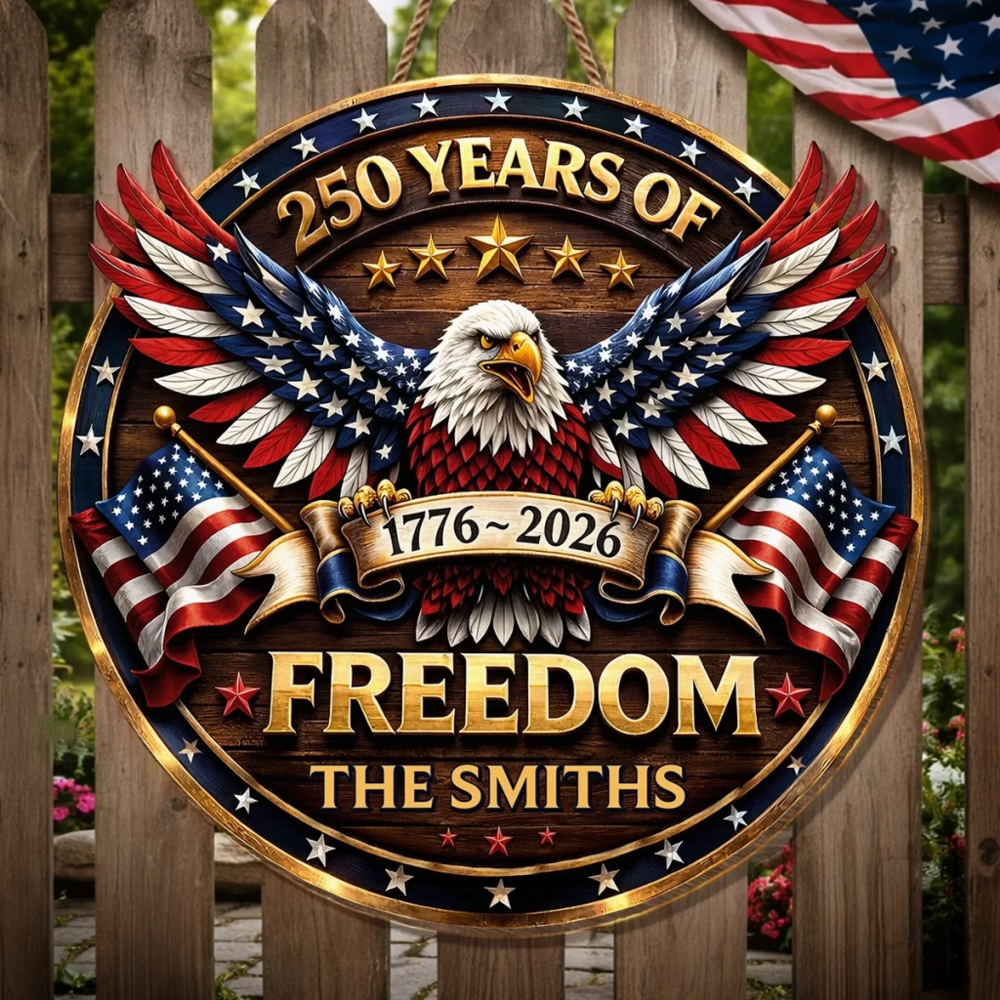 Custom Wood Sign - Personalized America 250th Anniversary Gifts For Mom, Dad, Brother, Sister, Kids - Proud Of Our Shared Story - Image 3
