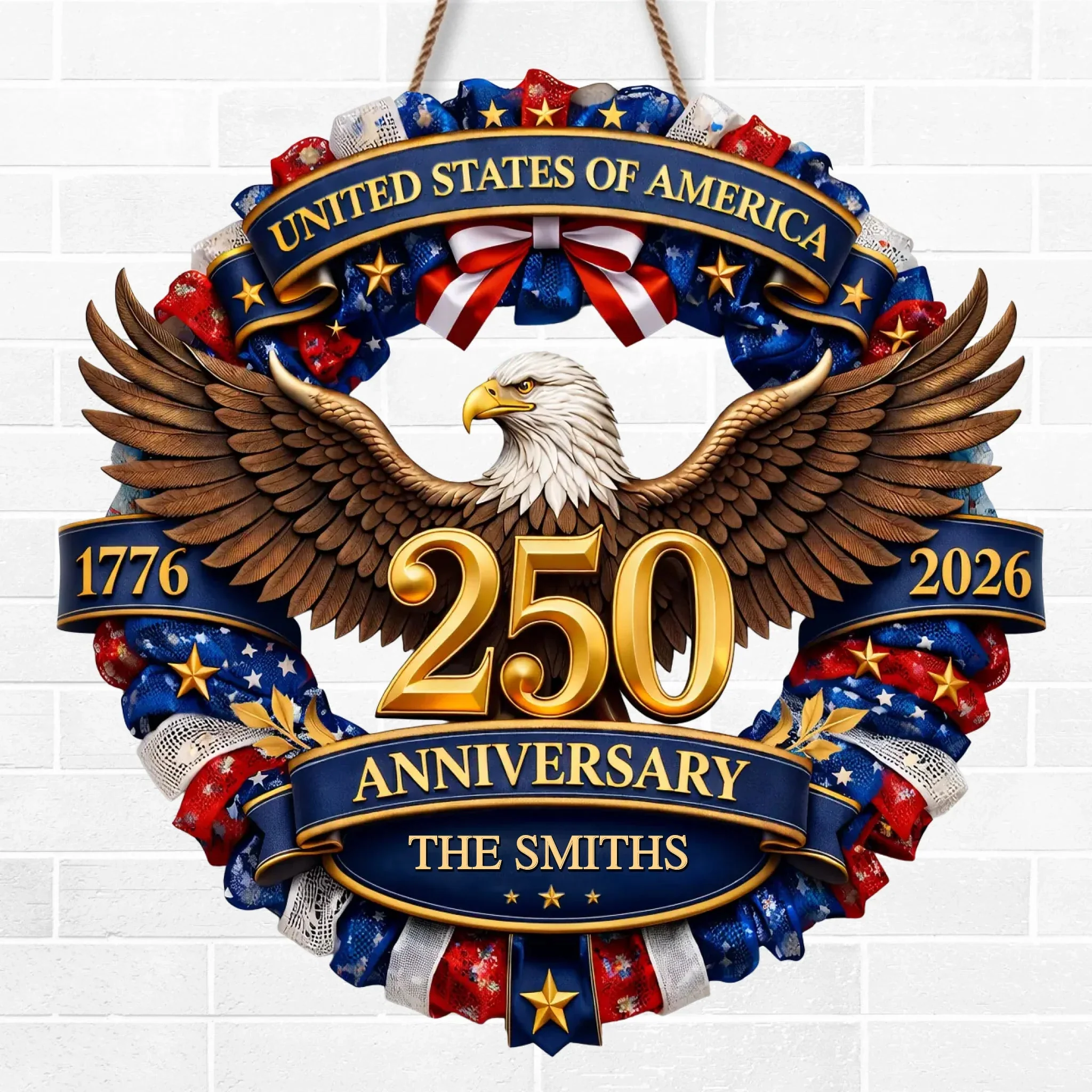 Custom Wood Sign - Personalized America 250th Anniversary Gifts For Mom, Dad, Brother, Sister, Kids - Strength Forged Through Time - Image 2