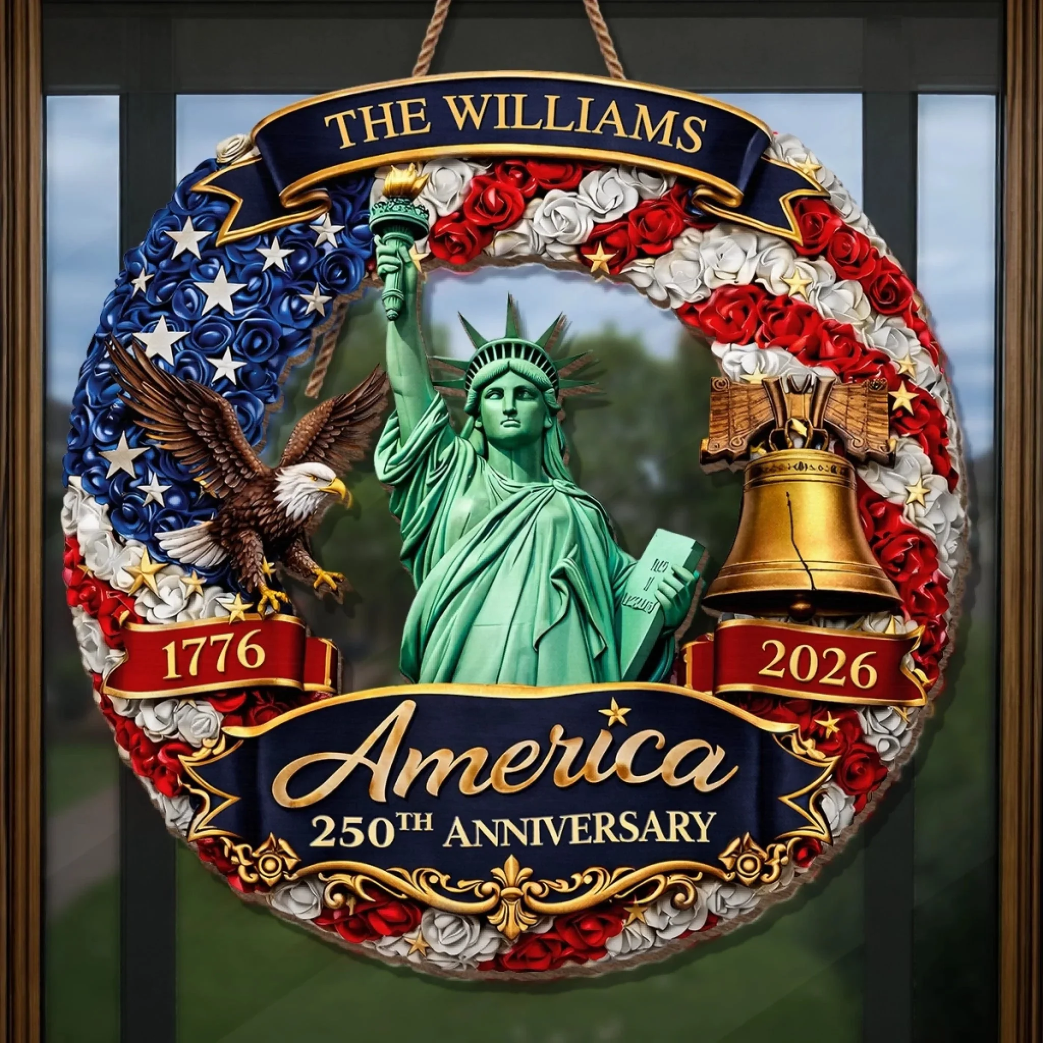 Custom Wood Sign - Personalized America 250th Anniversary Gifts For Mom, Dad, Brother, Sister, Kids - United In Freedom Since 1776 - Image 4