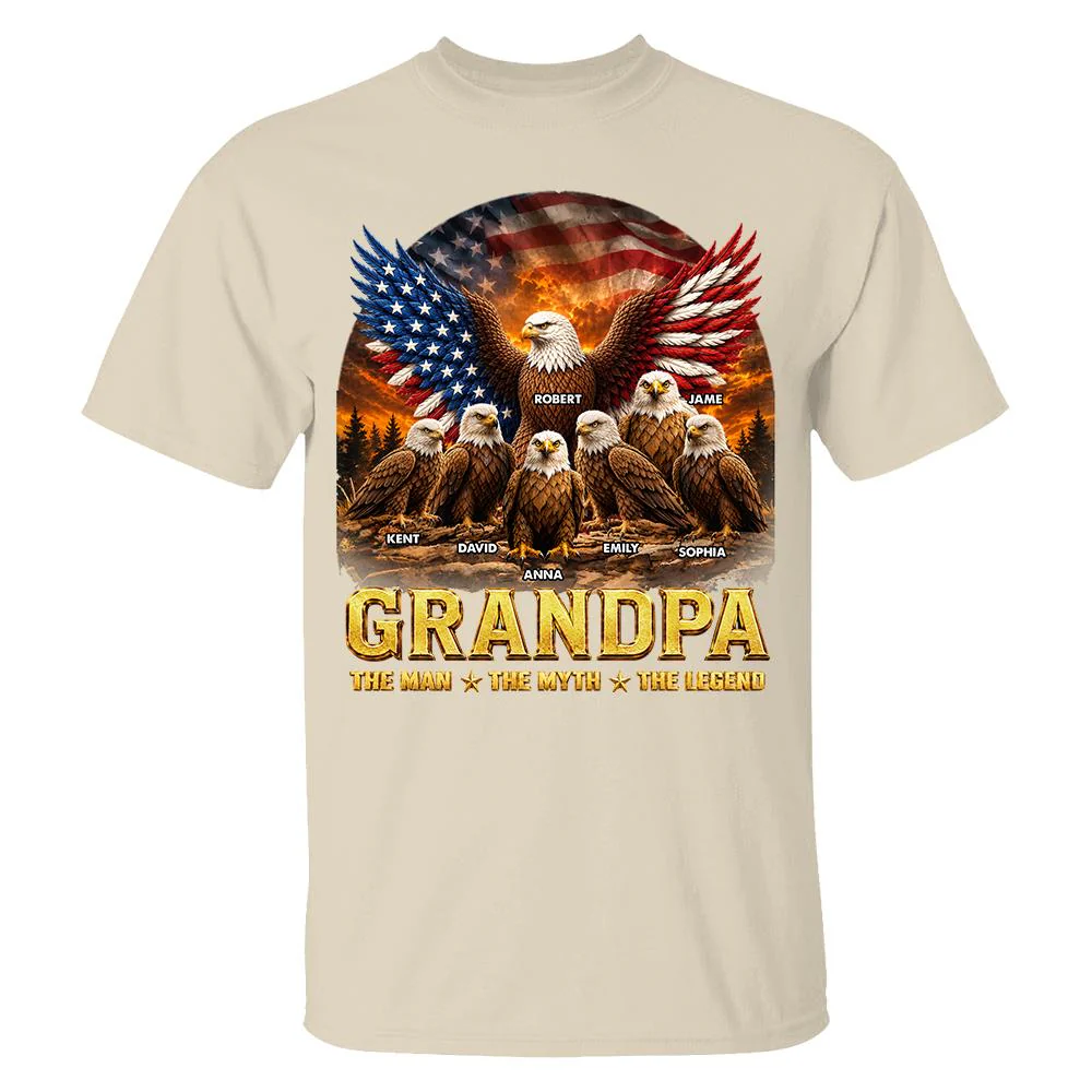 Dad Grandpa Eagle The Man The Myth The Legend - Personalized Shirt - Gift For Dad, Gift For Grandpa - Image 4