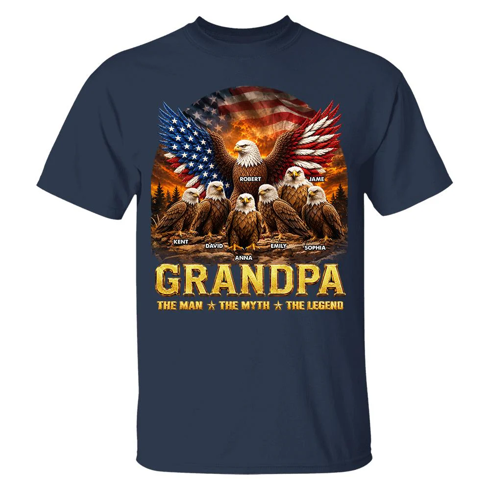 Dad Grandpa Eagle The Man The Myth The Legend - Personalized Shirt - Gift For Dad, Gift For Grandpa - Image 5