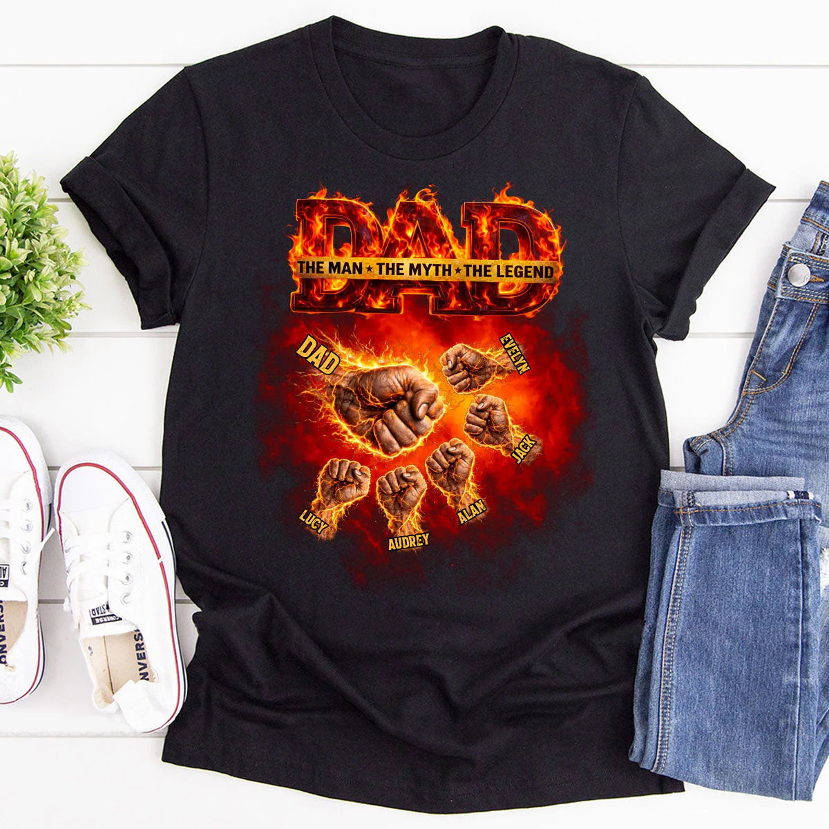 Dad The Man The Myth The Legend Fire - Personalized Shirt - Gift For Dad, Grandpa - Image 3