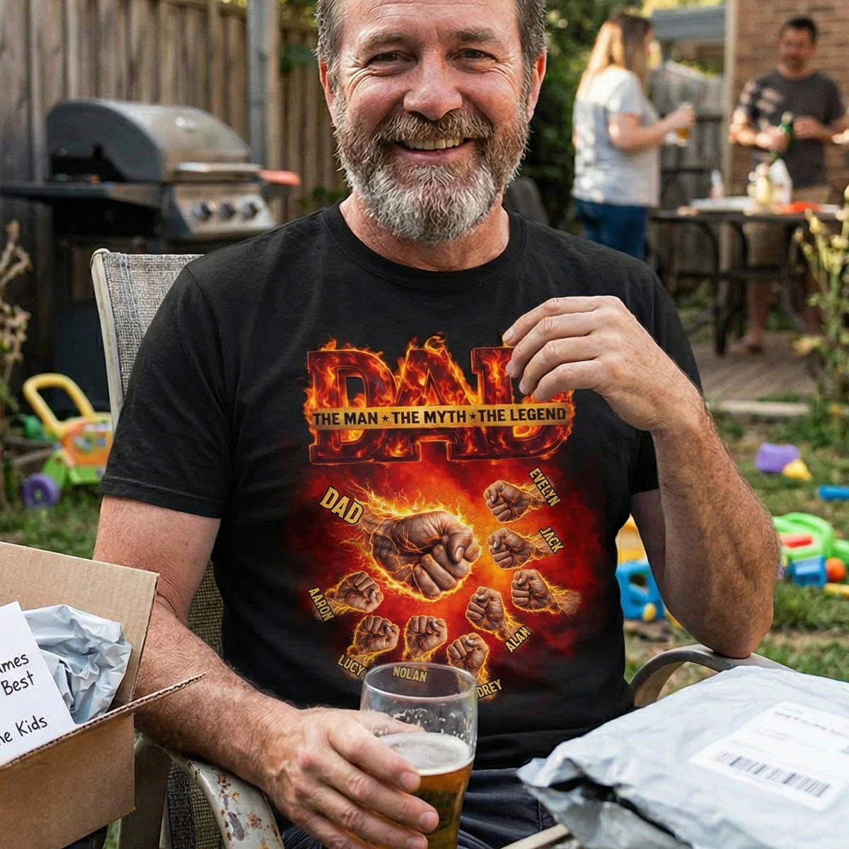 Dad The Man The Myth The Legend Fire - Personalized Shirt - Gift For Dad, Grandpa - Image 5