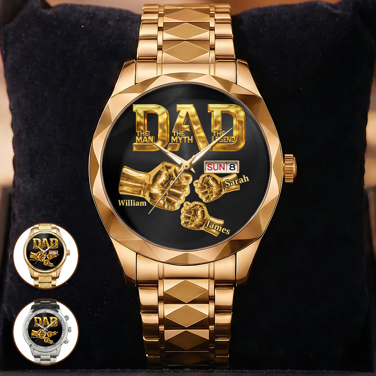 Dad The Man The Myth The Legend - Personalized Men's Wrist Watch - Gift For Dad, Grandpa