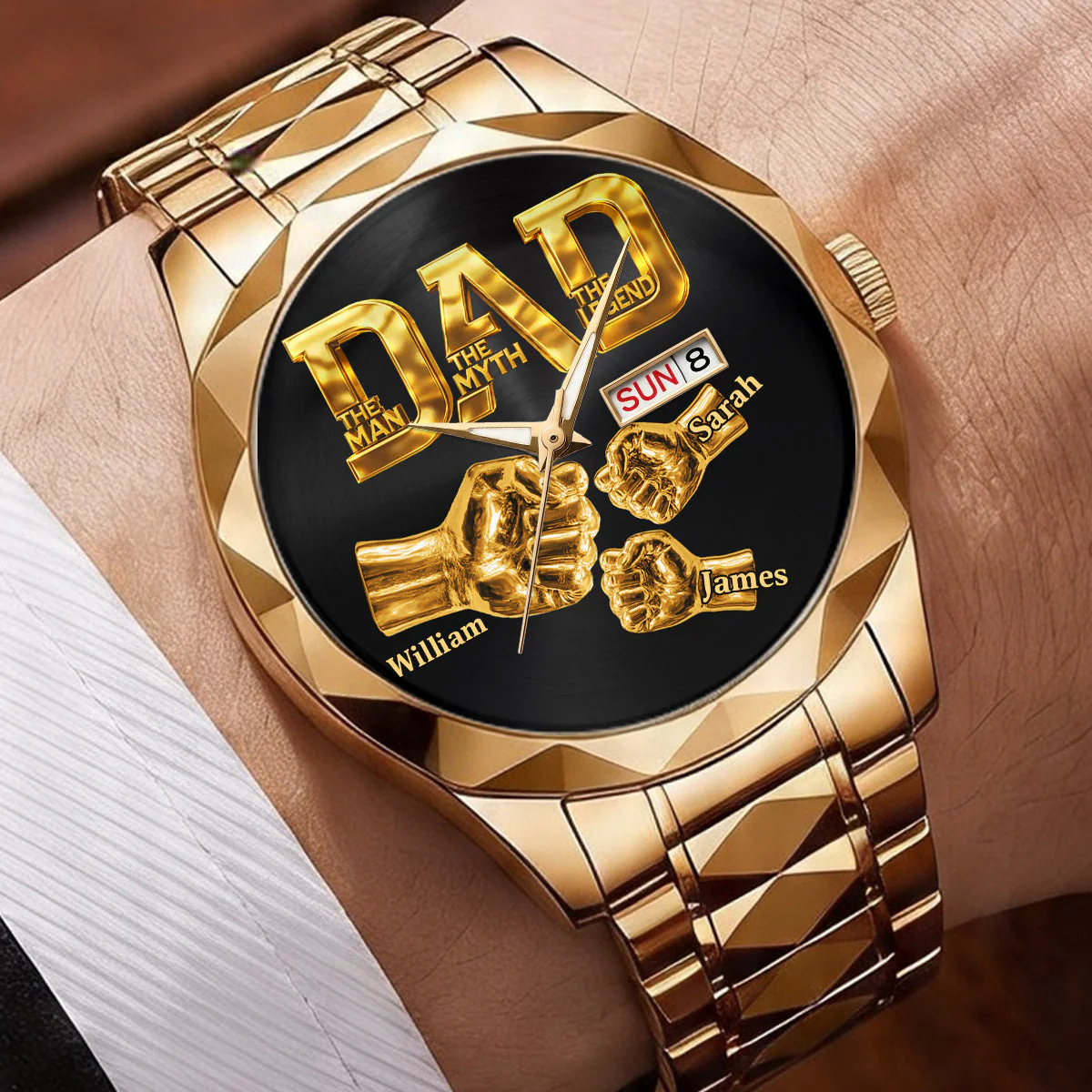 Dad The Man The Myth The Legend - Personalized Men's Wrist Watch - Gift For Dad, Grandpa - Image 2