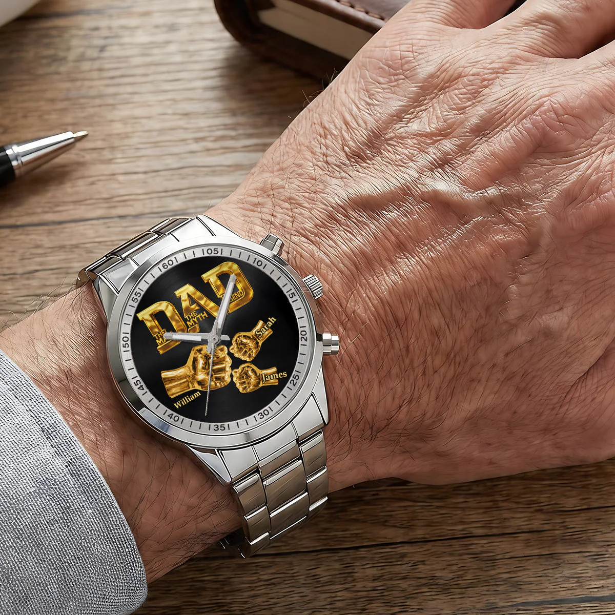 Dad The Man The Myth The Legend - Personalized Men's Wrist Watch - Gift For Dad, Grandpa - Image 6