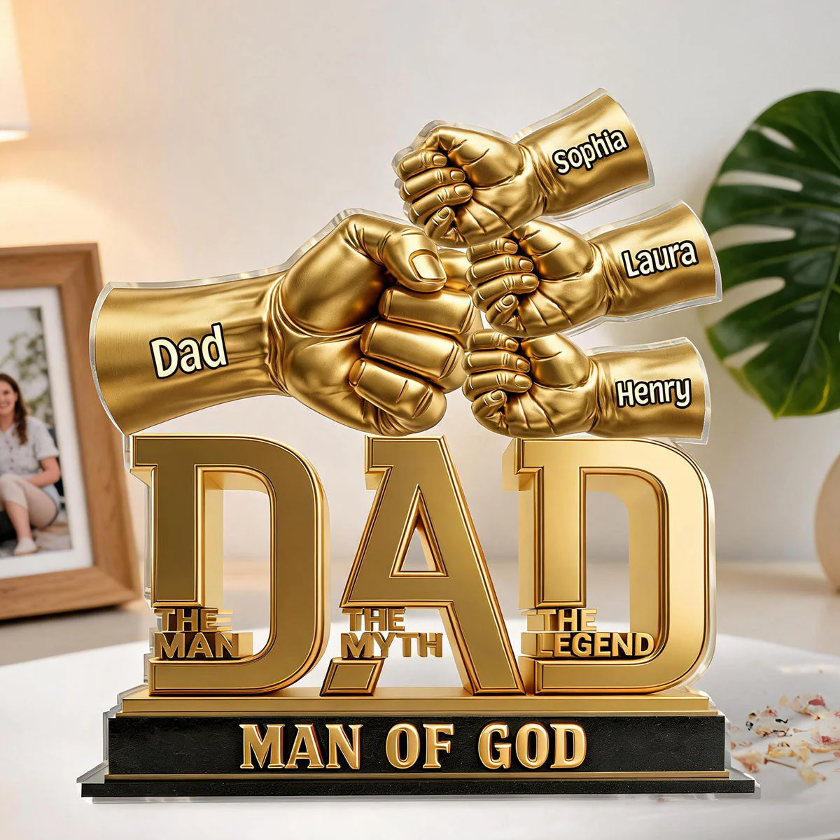 Dad The Man The Myth The Legend - Personalized Shape Acrylic Plaque - Gift For Dad, Grandpa