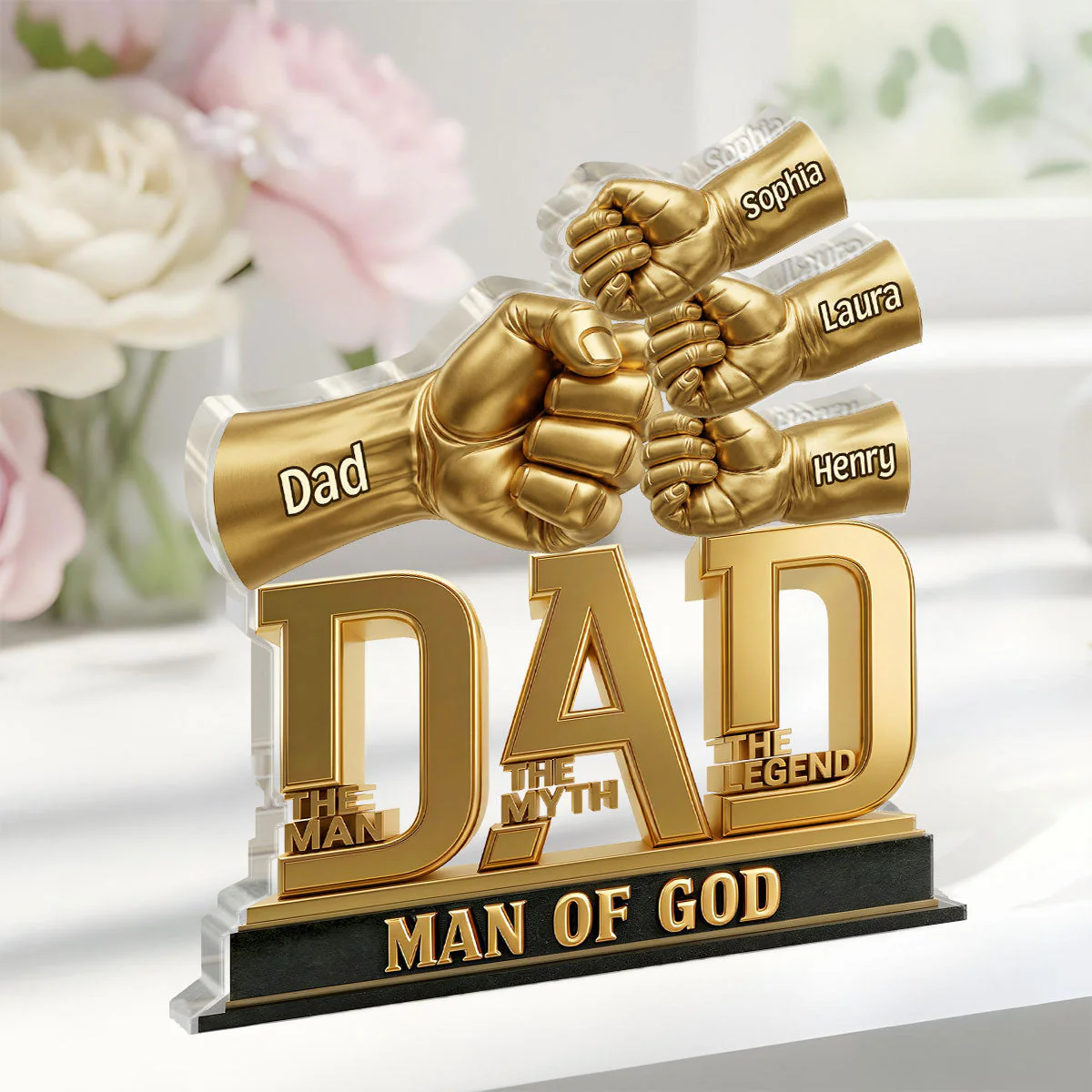 Dad The Man The Myth The Legend - Personalized Shape Acrylic Plaque - Gift For Dad, Grandpa - Image 3