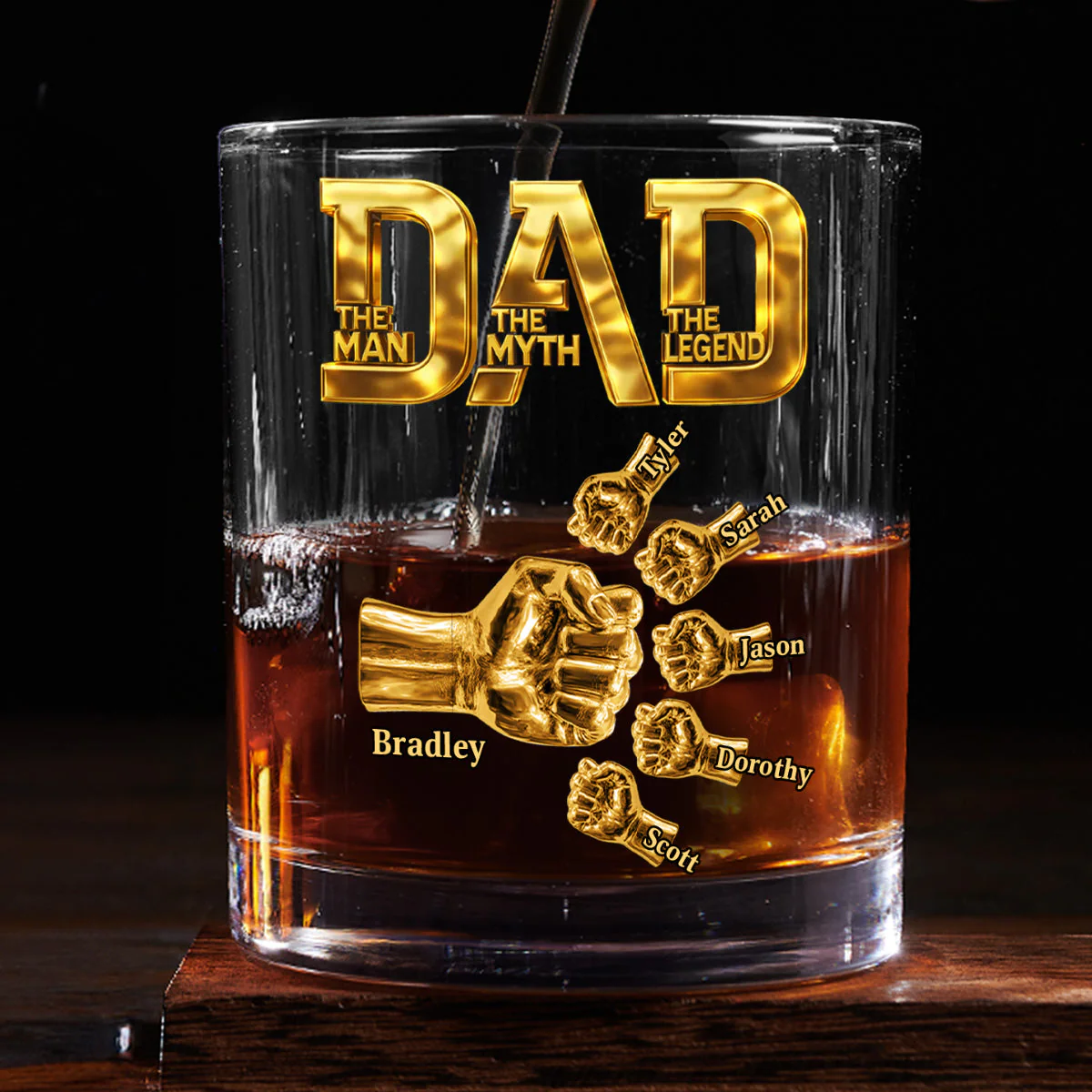 Dad The Man The Myth The Legend -  Personalized Whiskey Glass - Gift For Dad, Grandpa - Image 4