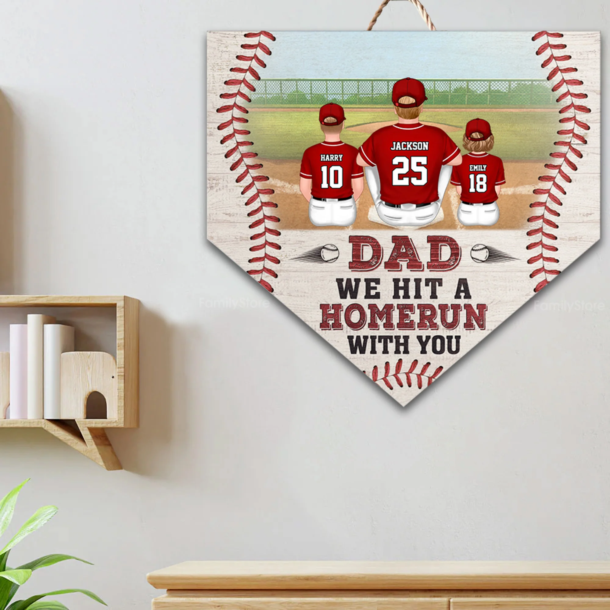 Dad We Hit A Homerun With You - Gift For Family, Baseball Lovers - Personalized Custom Shaped Wood Sign - SPCL01 NA94 - Image 3