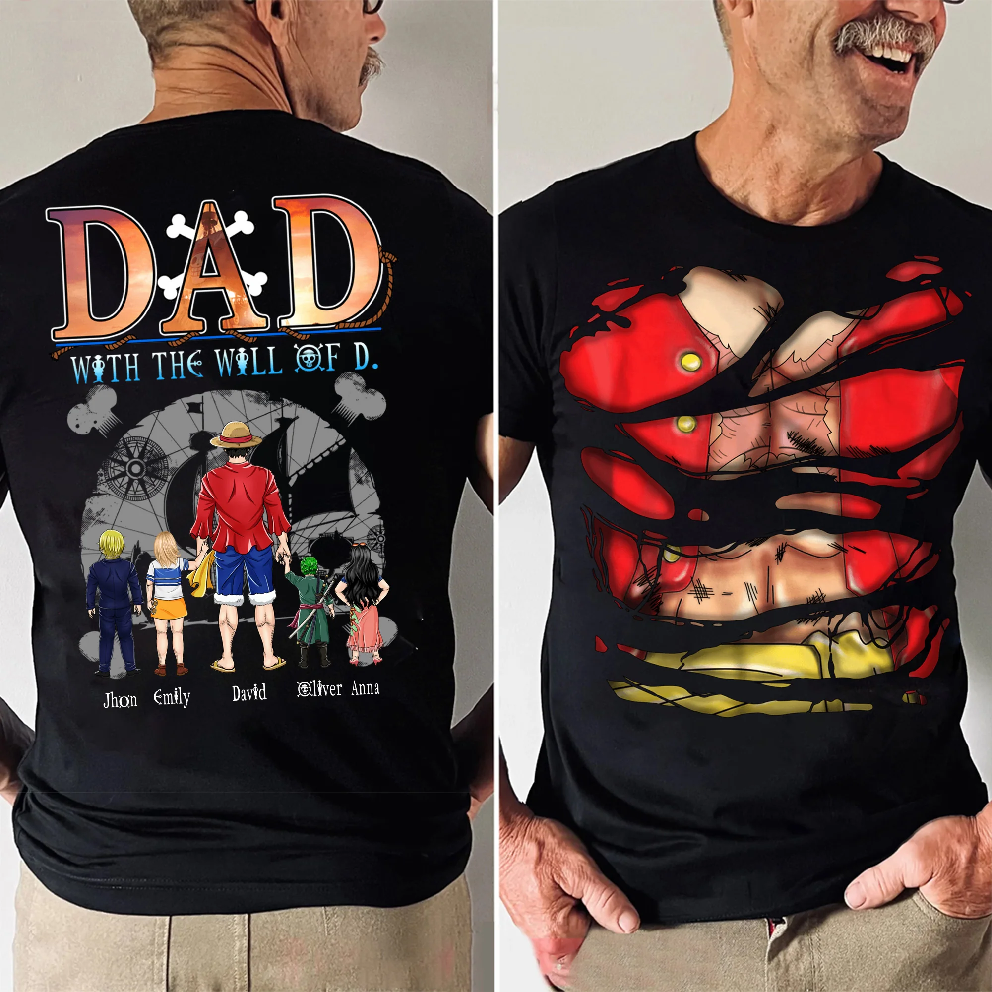 OnPi Pirate Adventure Dad With The Pirate Ship - Gift For Dad - Personalized Shirt 2 Side