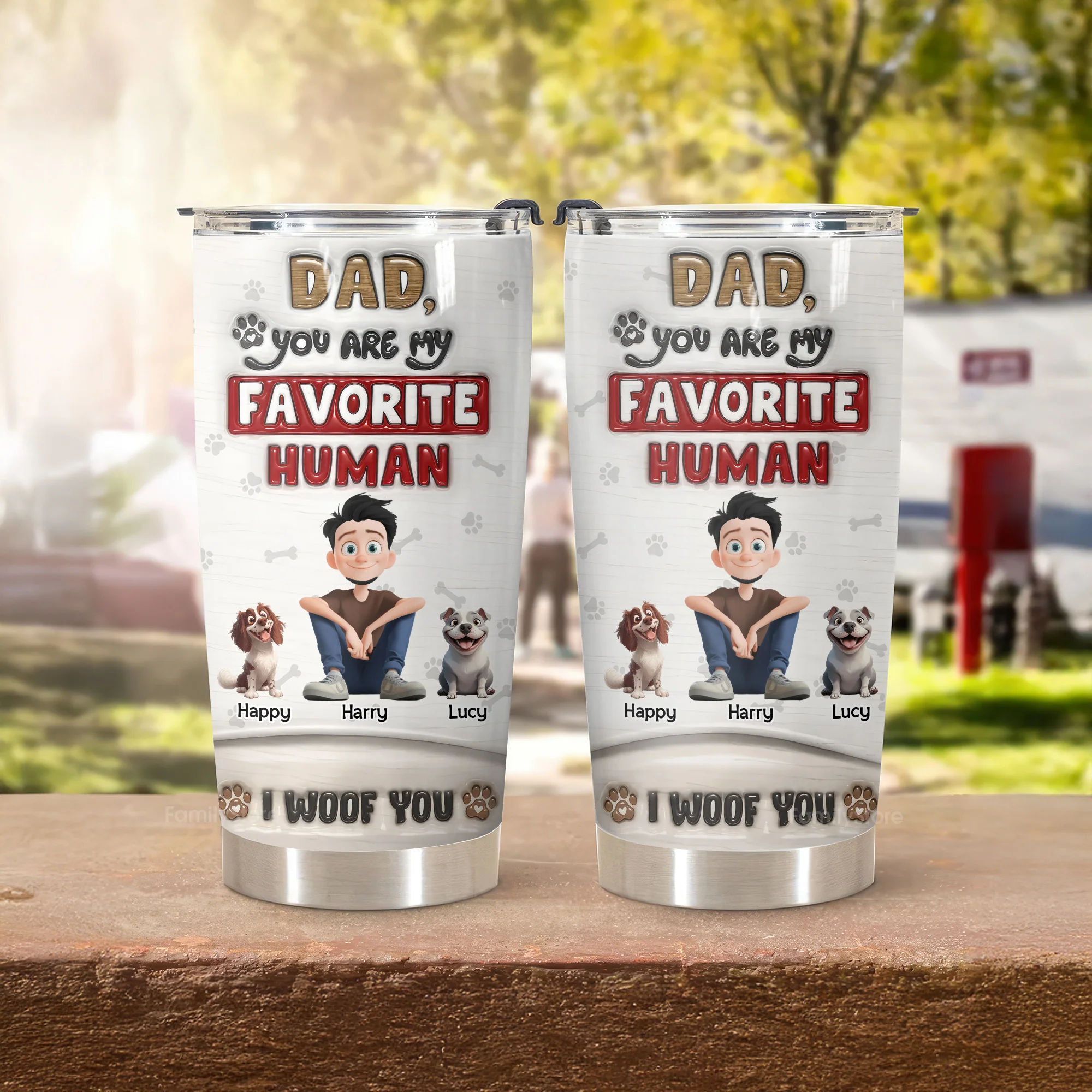 Dad You Are Our Favorite Human 3D Inflated Effect Cartoon Dog - Personalized Tumbler Cup - Gift for Pet Owners, Pet Lovers, Dog Dad | CLP15 NH96 - Image 3