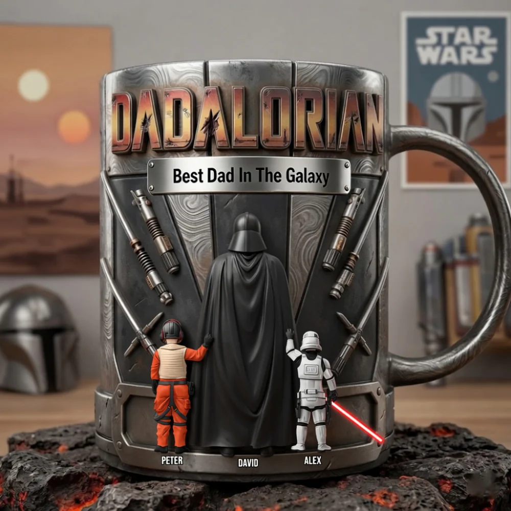 Dadalorian Best Dad In The Galaxy - Personalized Accent Mug - Gift For Dad