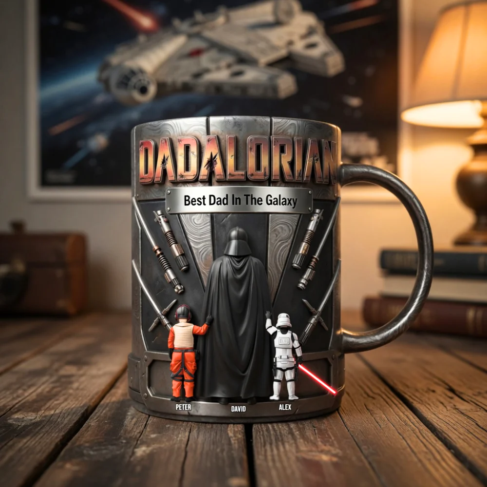 Dadalorian Best Dad In The Galaxy - Personalized Accent Mug - Gift For Dad - Image 2
