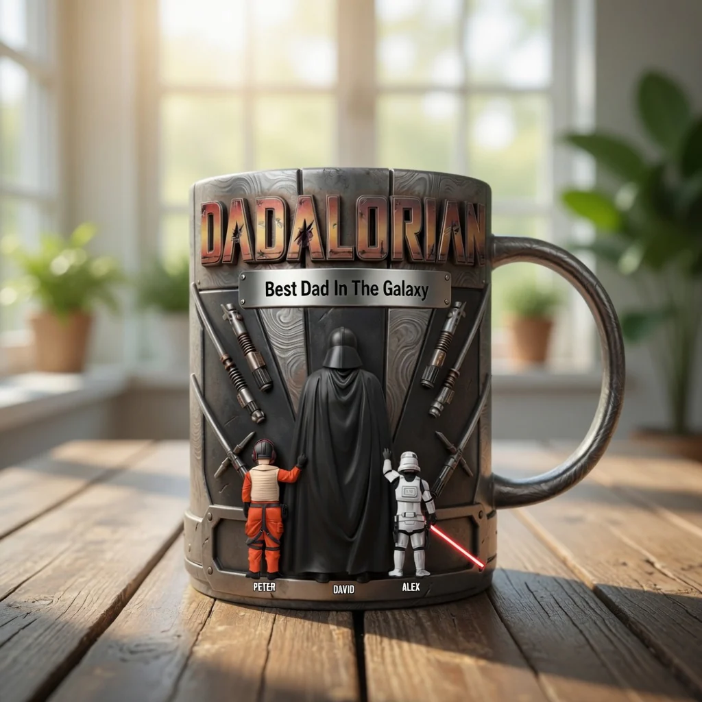 Dadalorian Best Dad In The Galaxy - Personalized Accent Mug - Gift For Dad - Image 3