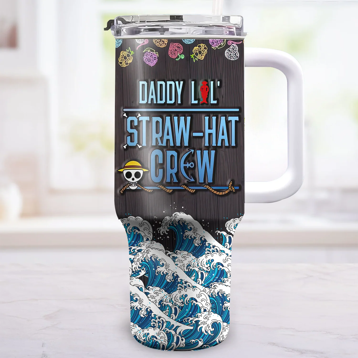 Daddy Lol Straw Hat Crew - Personalized 40oz Tumbler Cup With Straw - Gift For Dad, Father's Day | CL11  NA94 - Image 3